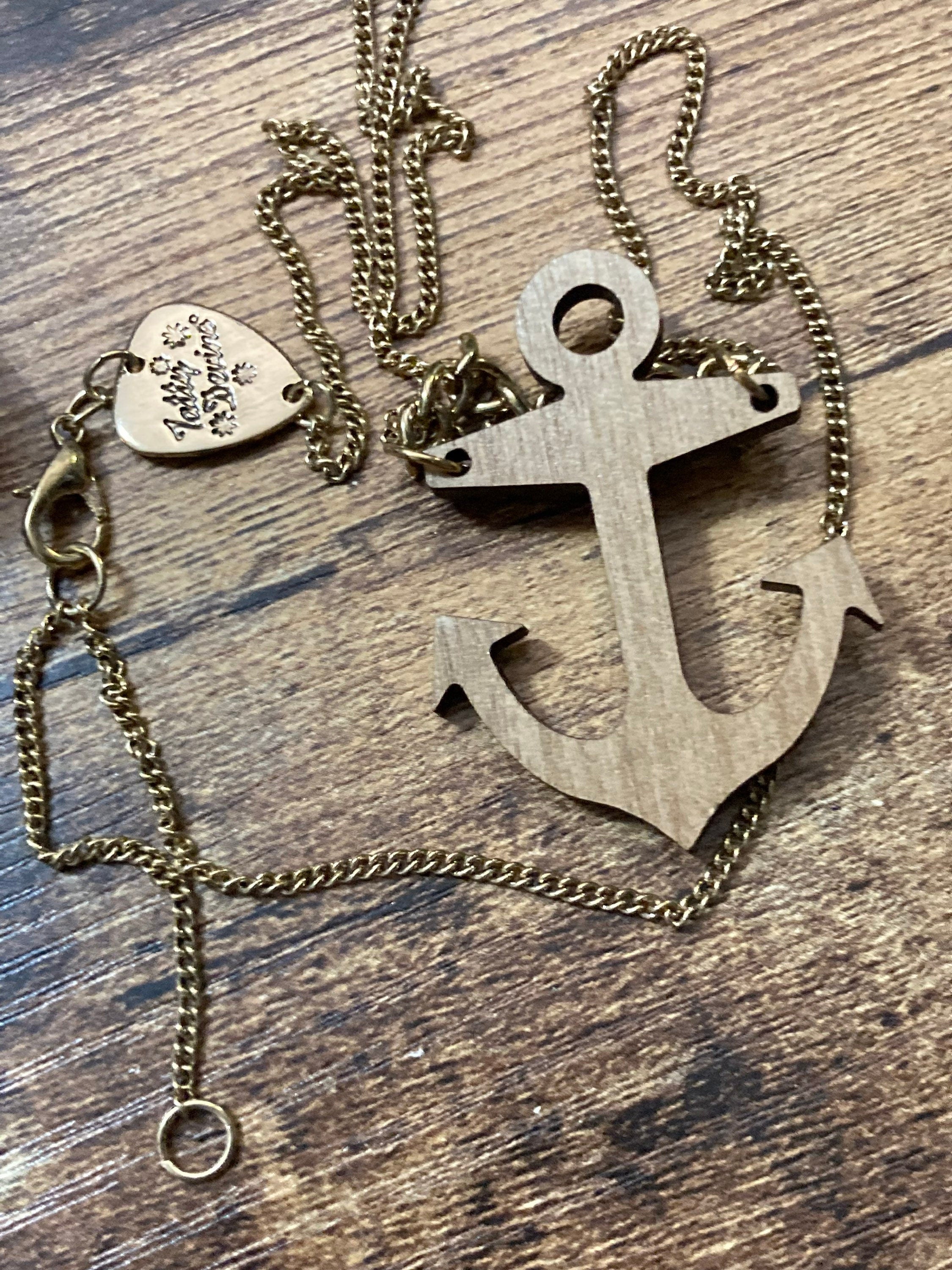 Tatty Devine wooden nautical anchor pendant necklace designer