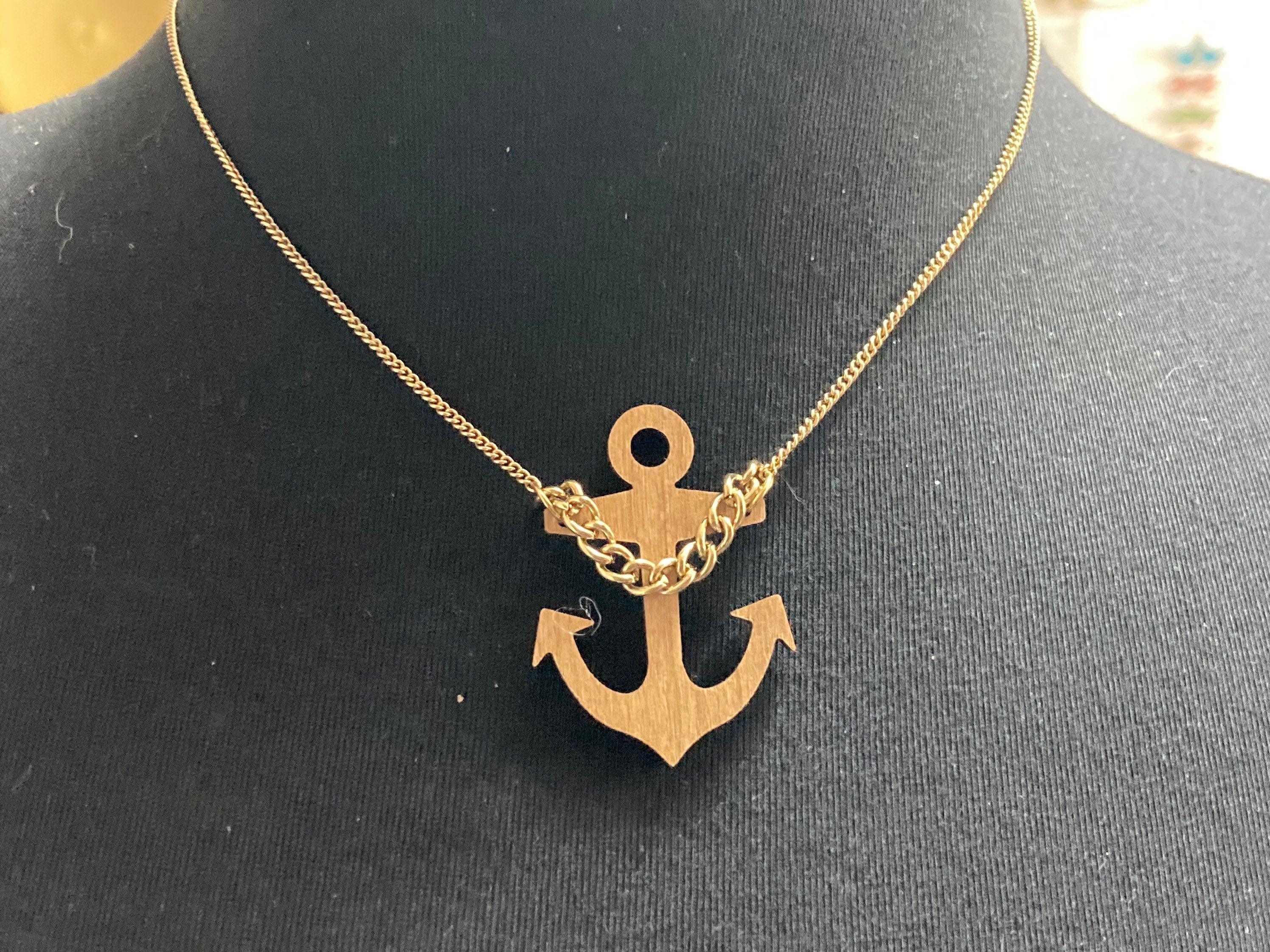 Tatty Devine wooden nautical anchor pendant necklace designer