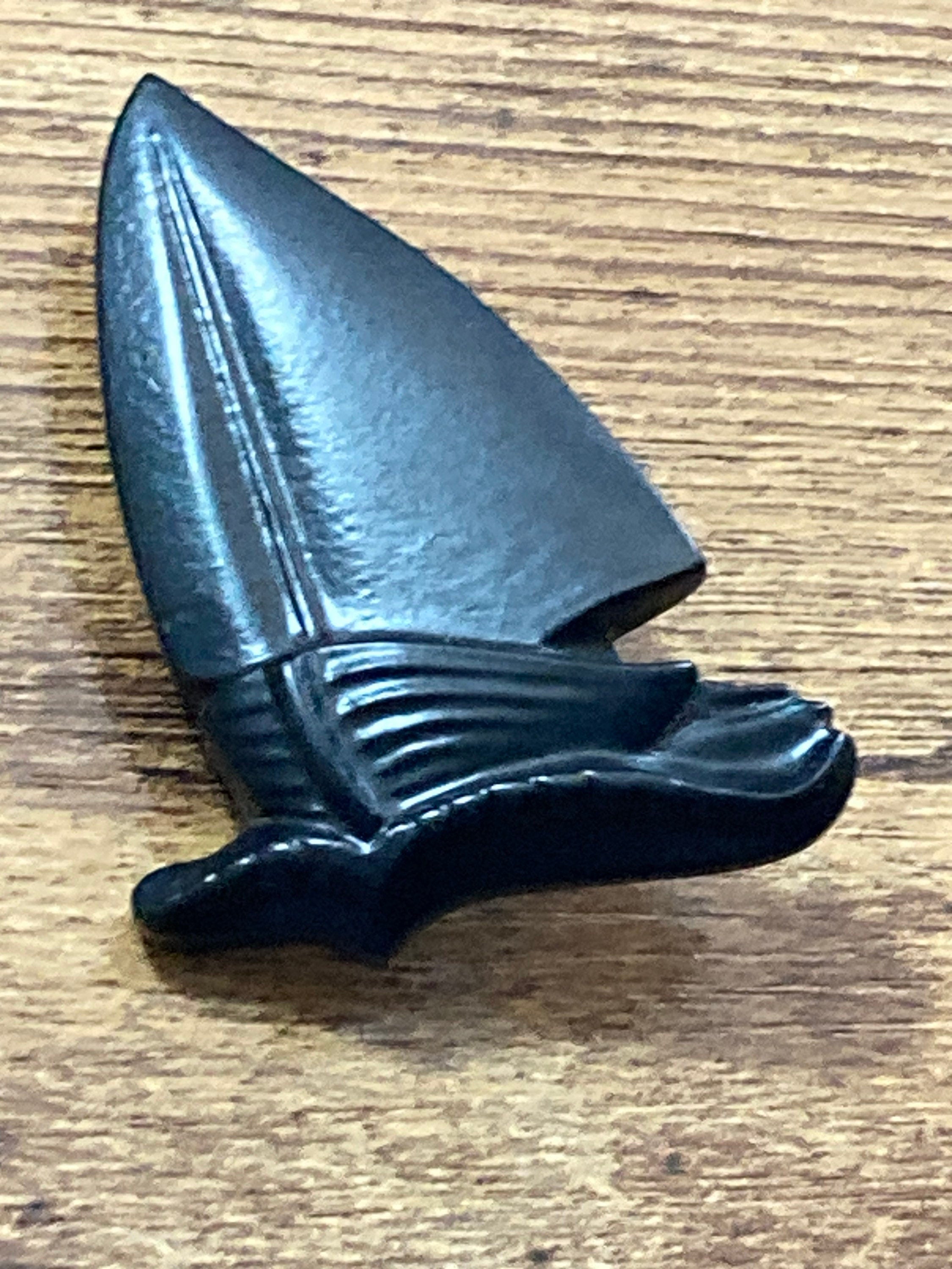 vintage nautical early plastic celluloid black yacht sailing boat Brooch
