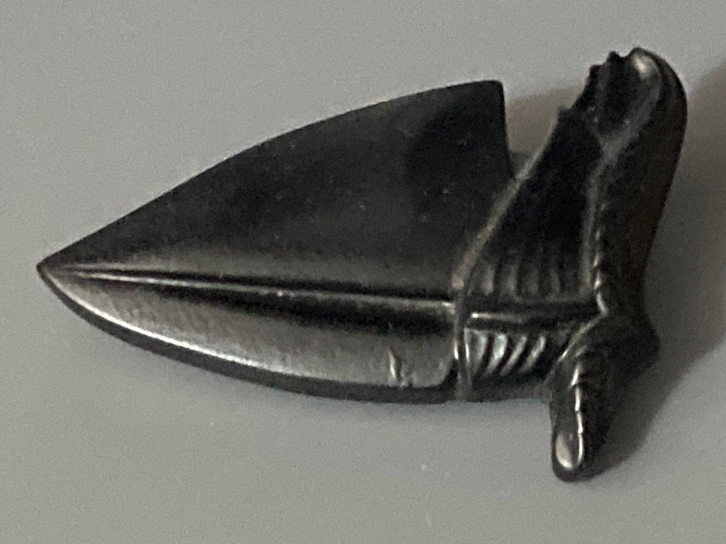 vintage nautical early plastic celluloid black yacht sailing boat Brooch