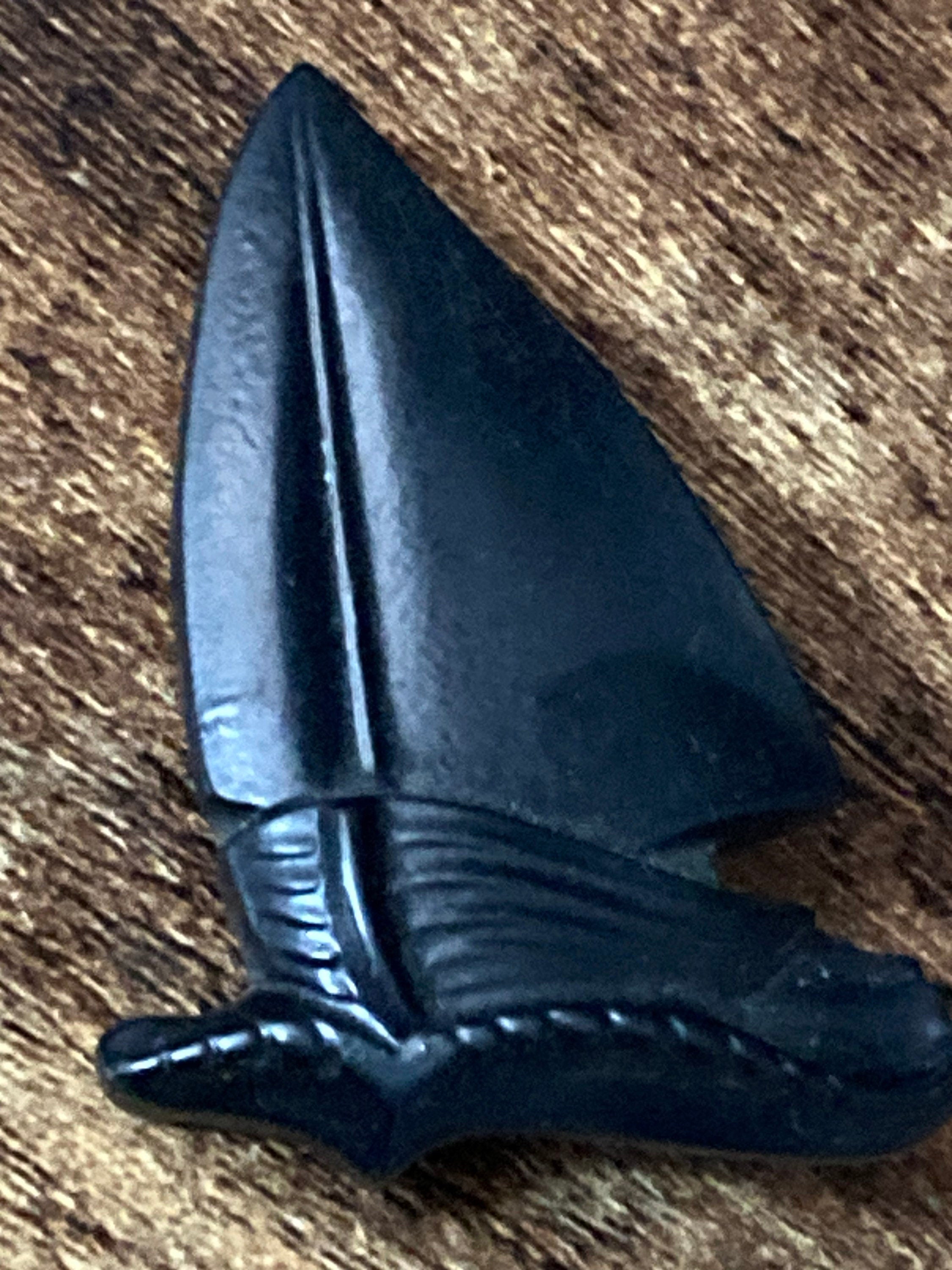 vintage nautical early plastic celluloid black yacht sailing boat Brooch