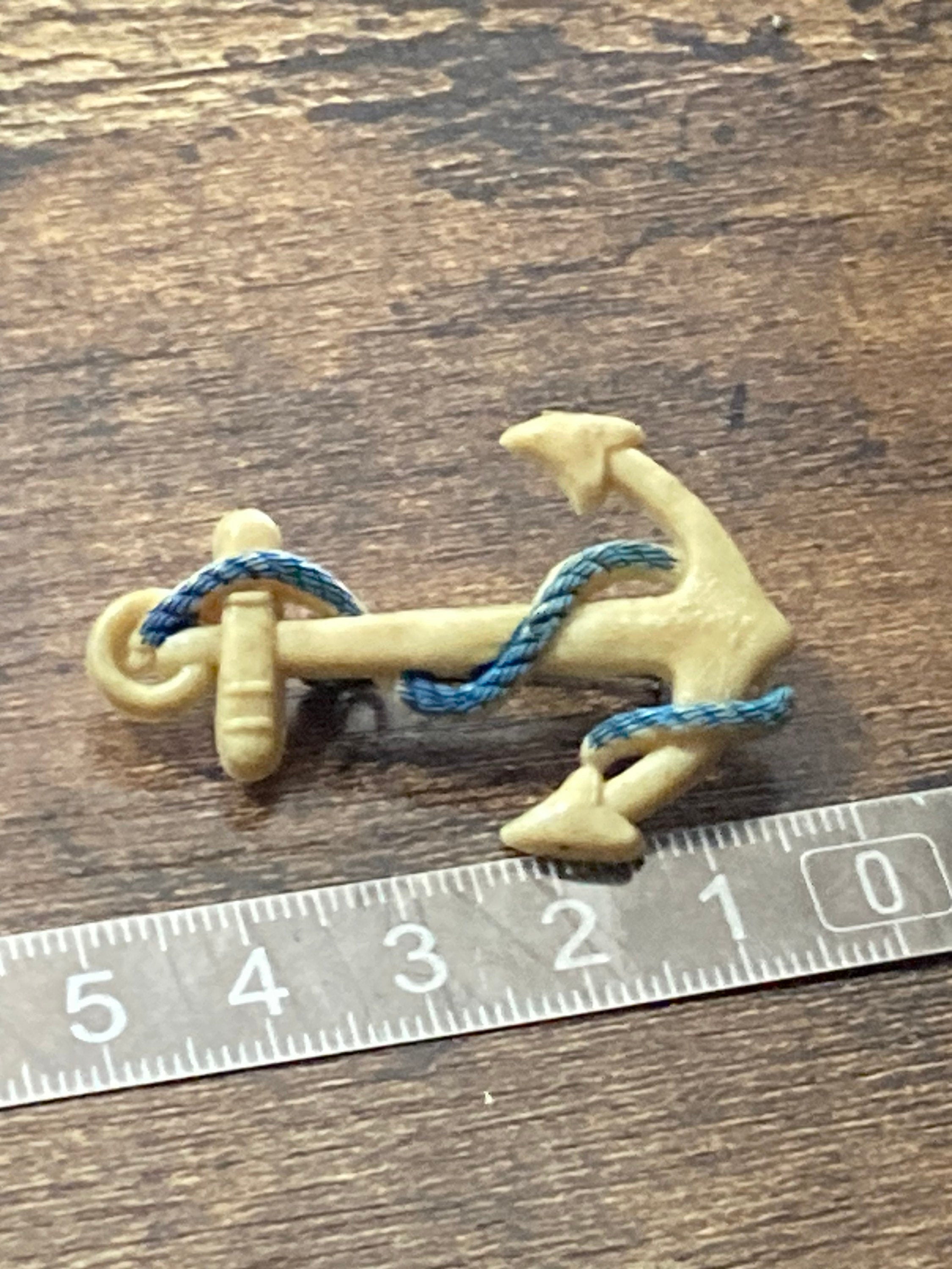 vintage nautical early plastic celluloid cream anchor Brooch