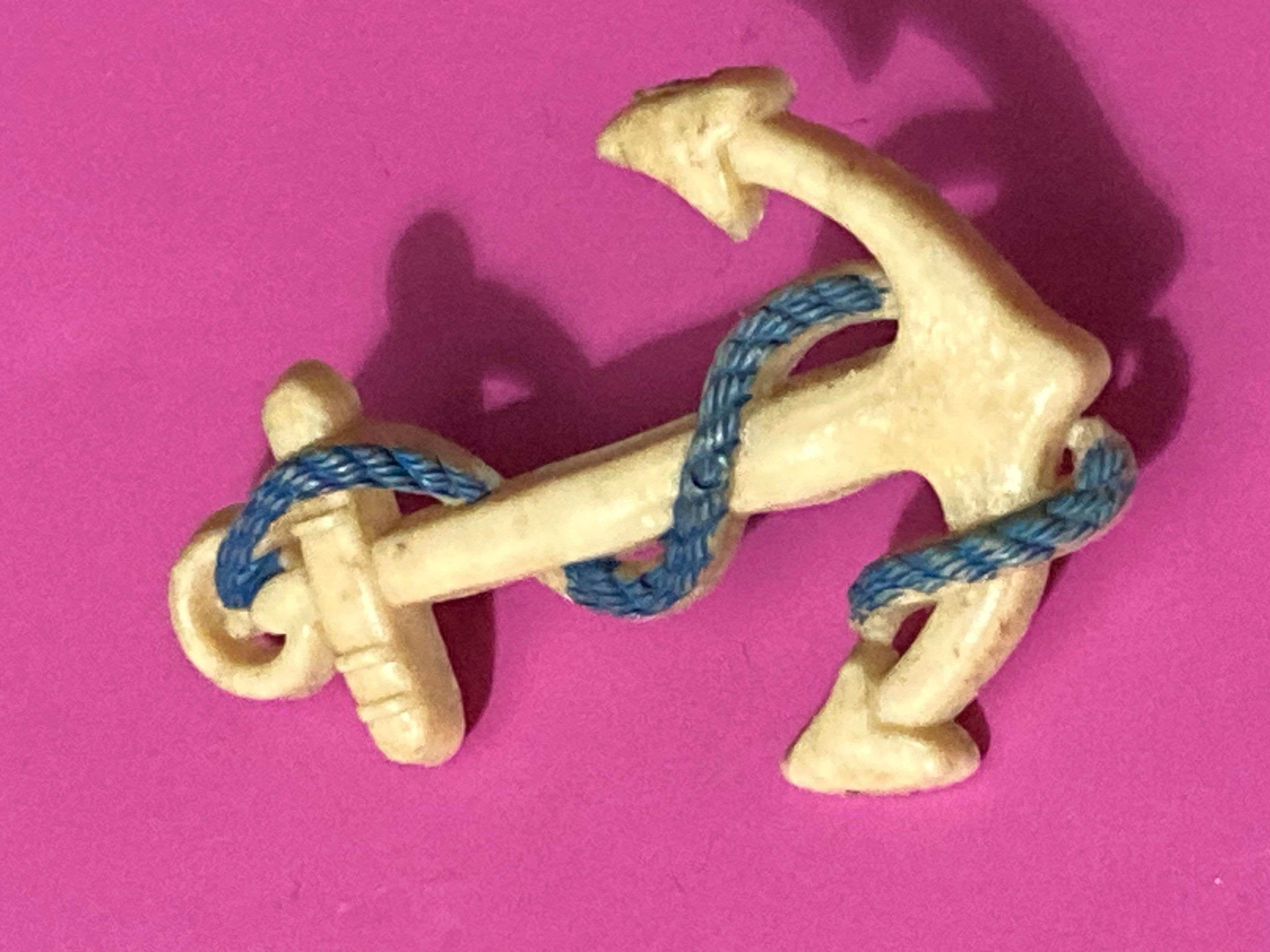 vintage nautical early plastic celluloid cream anchor Brooch