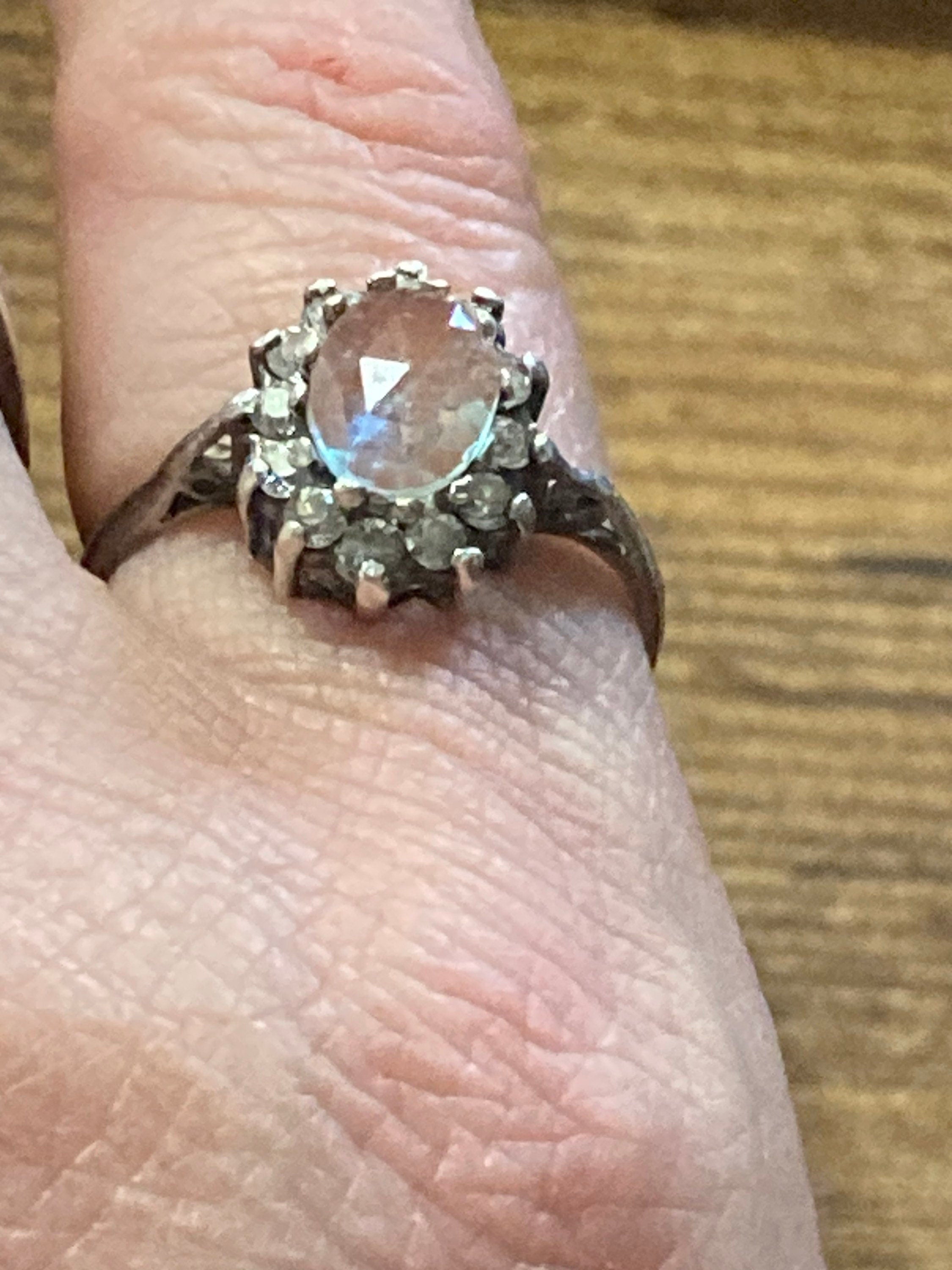 925 sterling silver saphiret cluster ring Antique size M.5