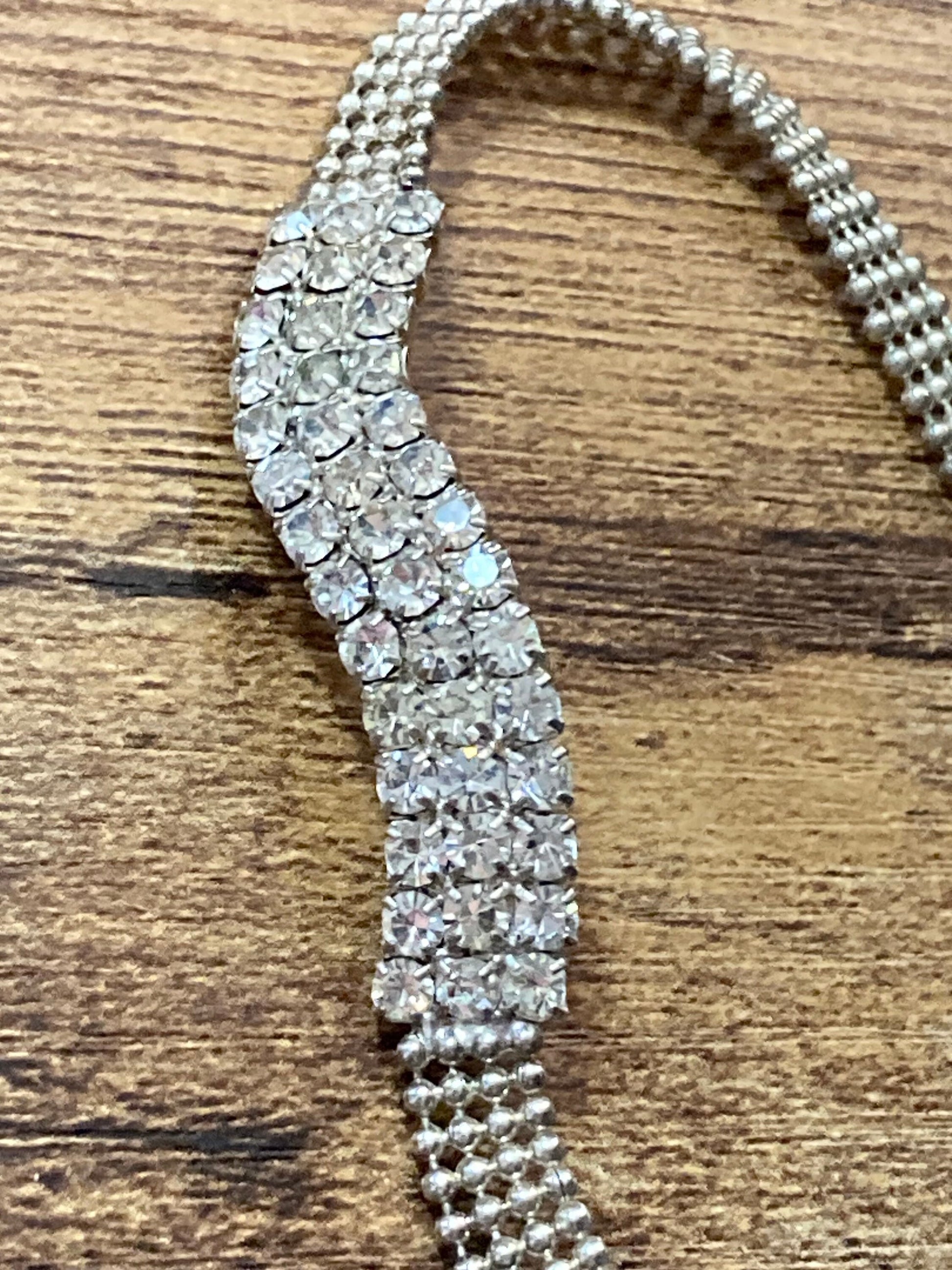 clear Rhinestone diamanté Bracelet silver tone