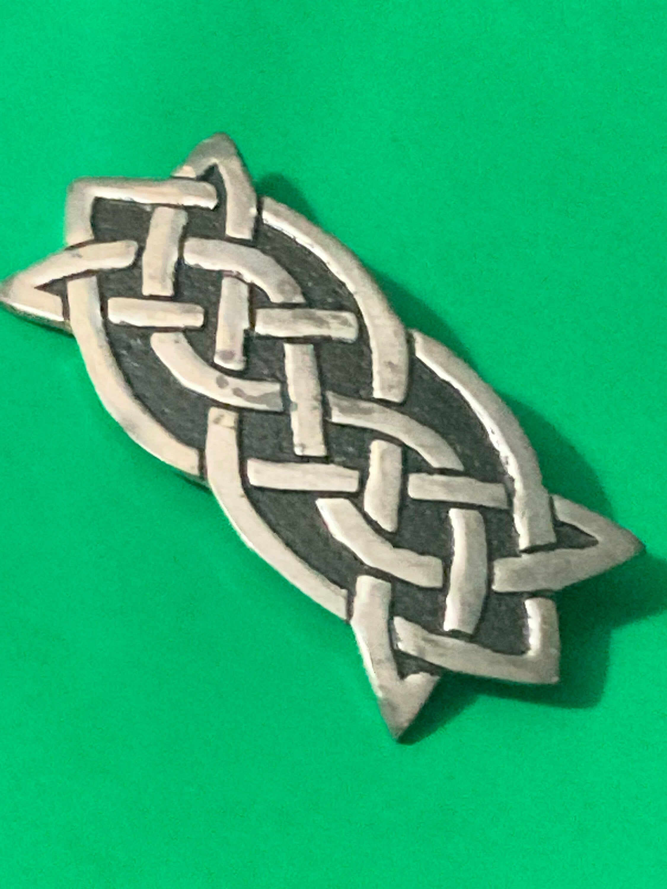 Mid Century Vintage Signed St. Justin’s Celtic Pewter Brooch