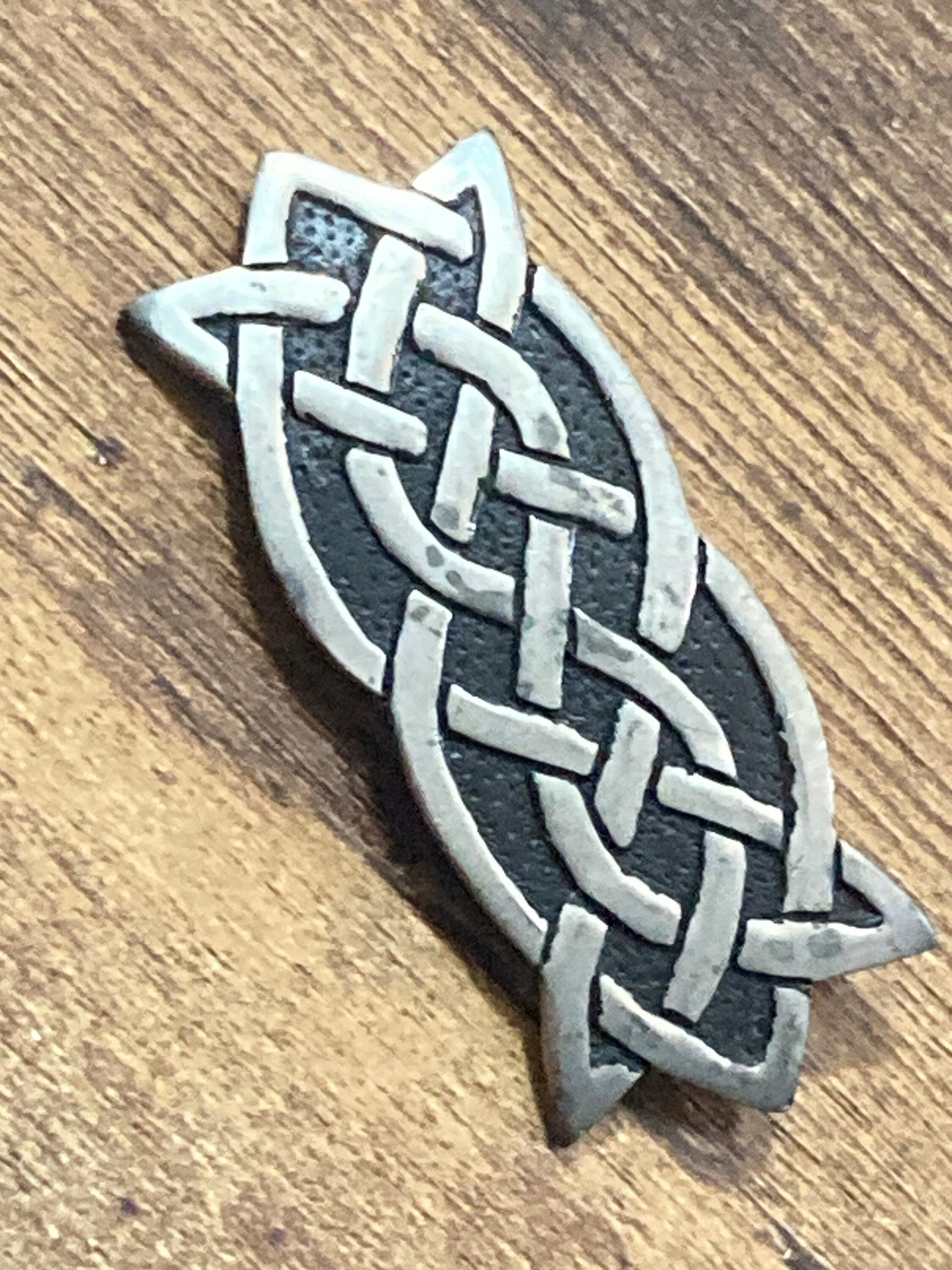 Mid Century Vintage Signed St. Justin’s Celtic Pewter Brooch