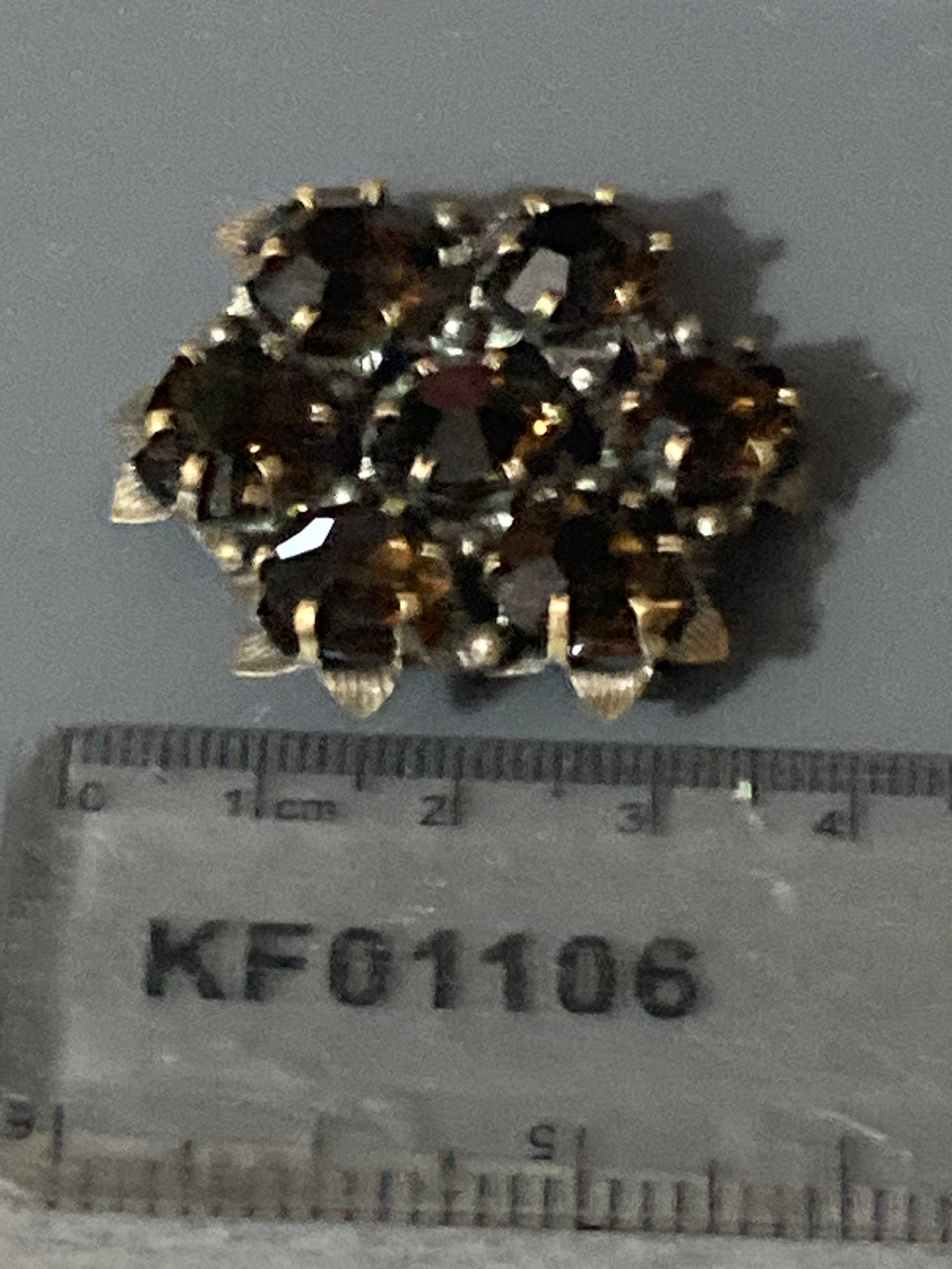 vintage modernist mid century faded gold tone brown cognac glass brooch