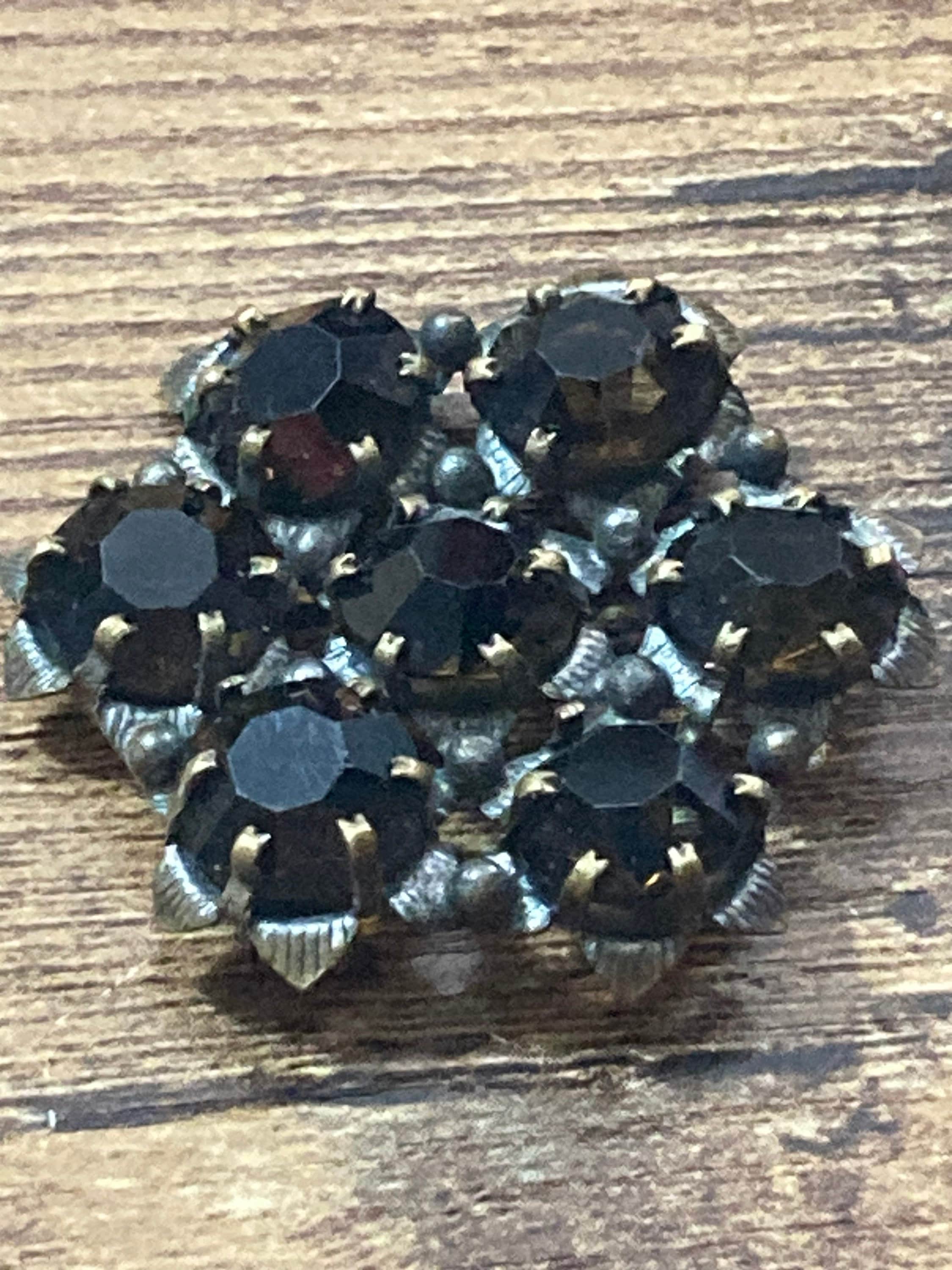 vintage modernist mid century faded gold tone brown cognac glass brooch