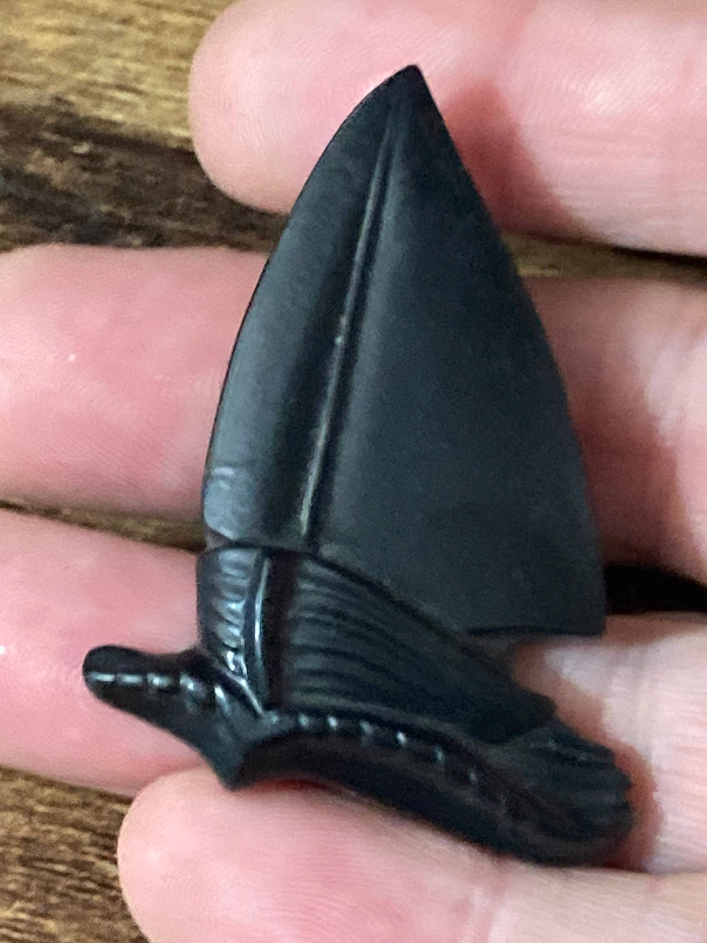 vintage nautical early plastic celluloid black yacht sailing boat Brooch
