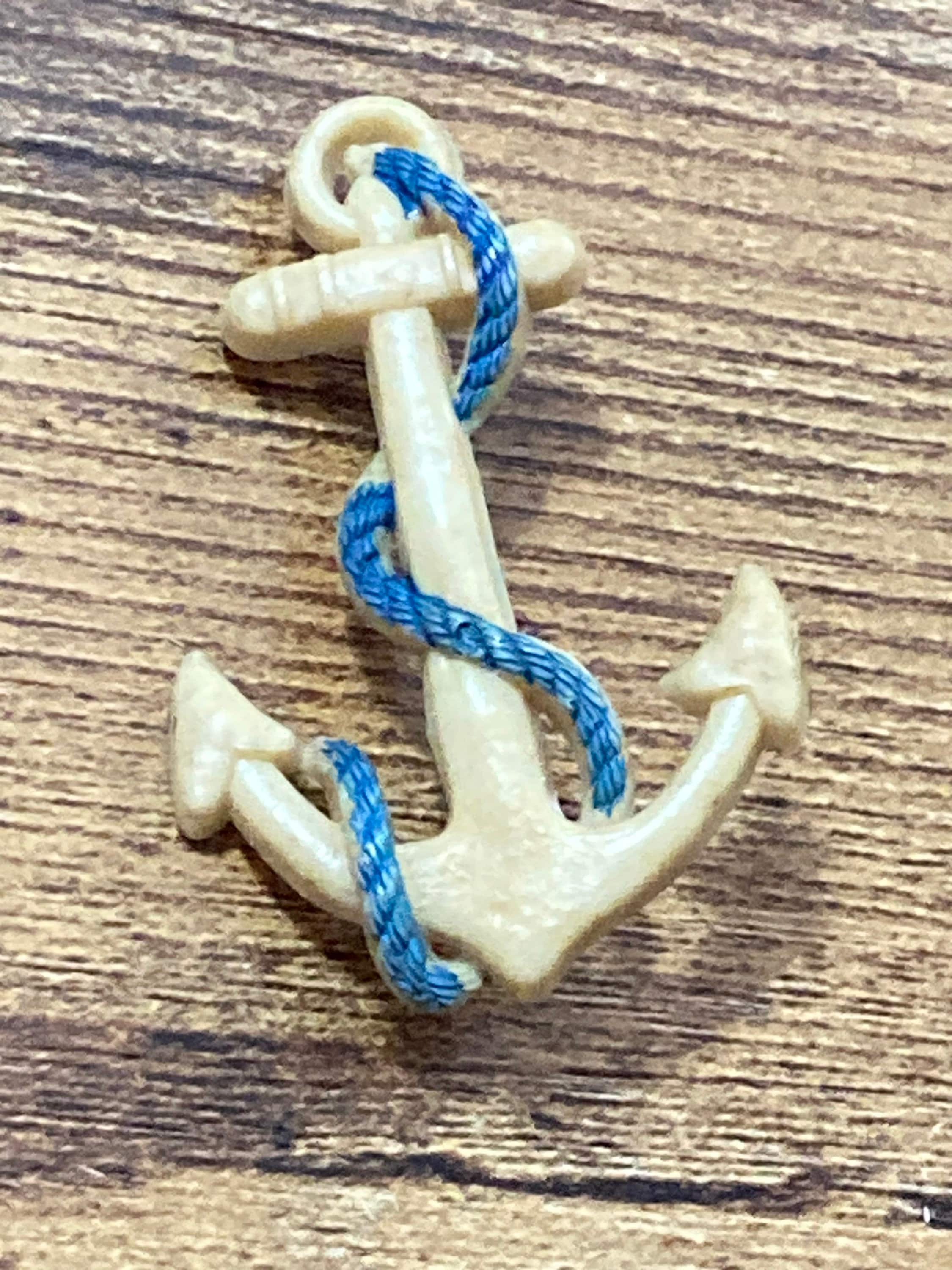 vintage nautical early plastic celluloid cream anchor Brooch