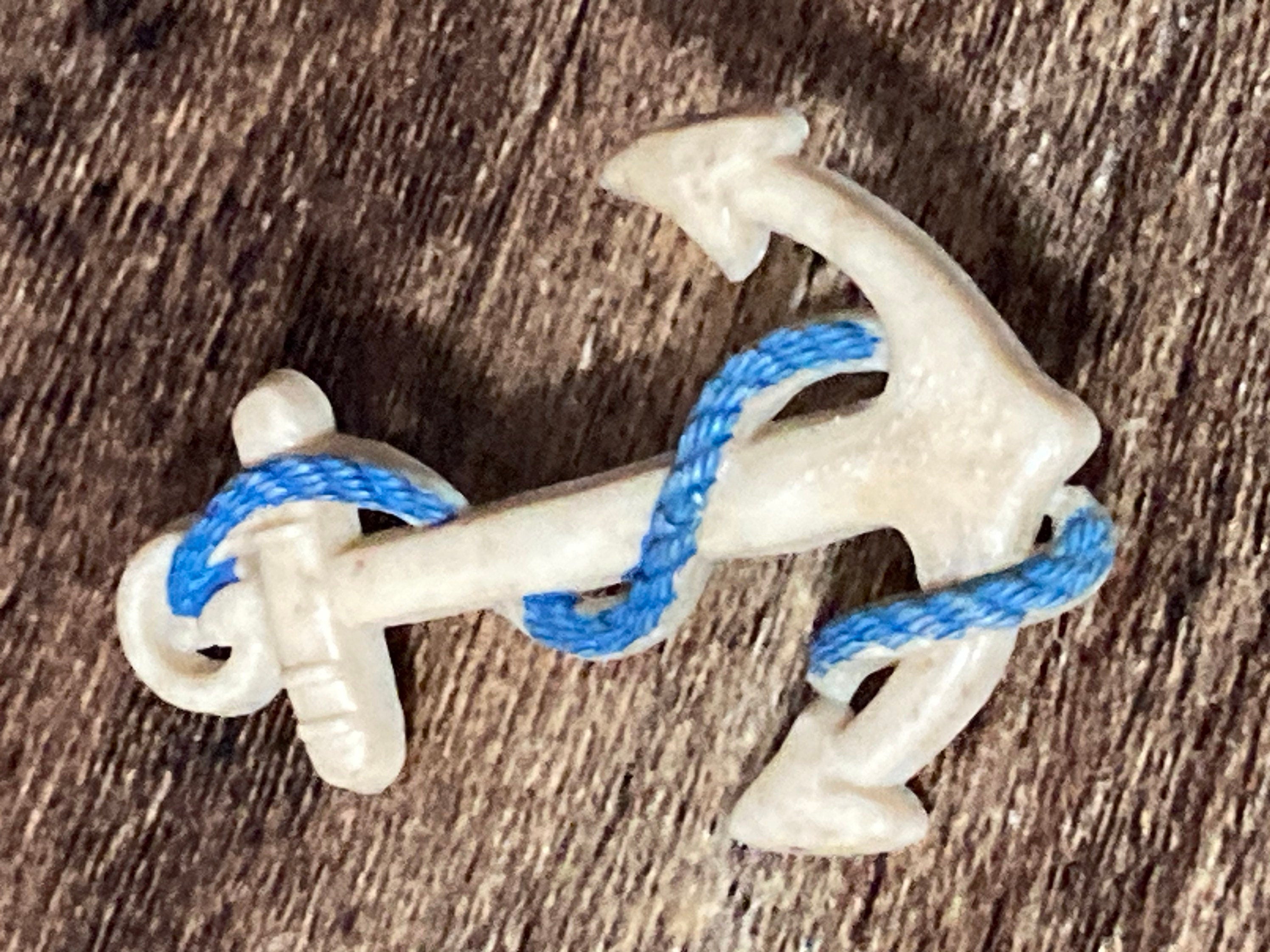 vintage nautical early plastic celluloid cream anchor Brooch