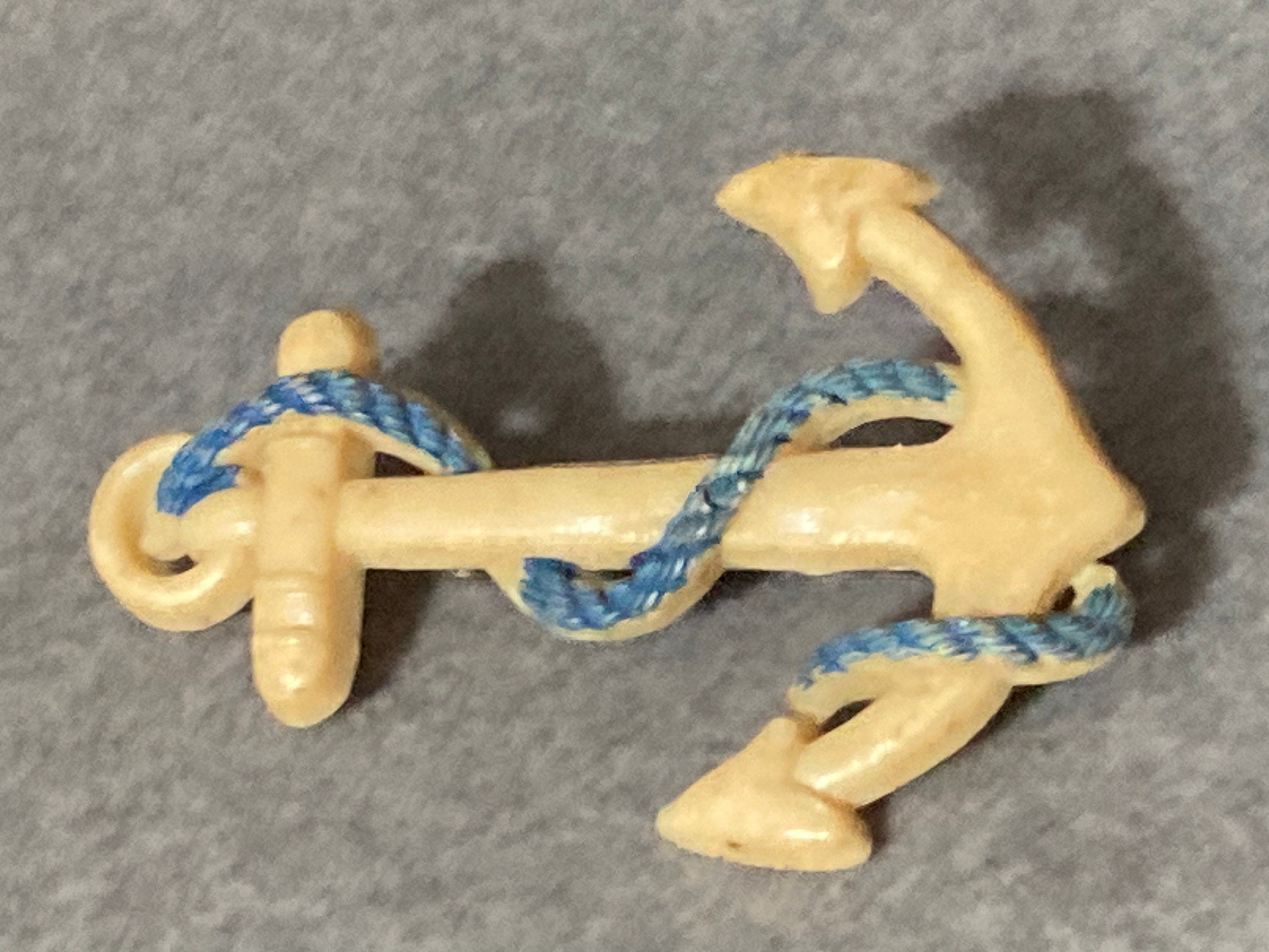 vintage nautical early plastic celluloid cream anchor Brooch