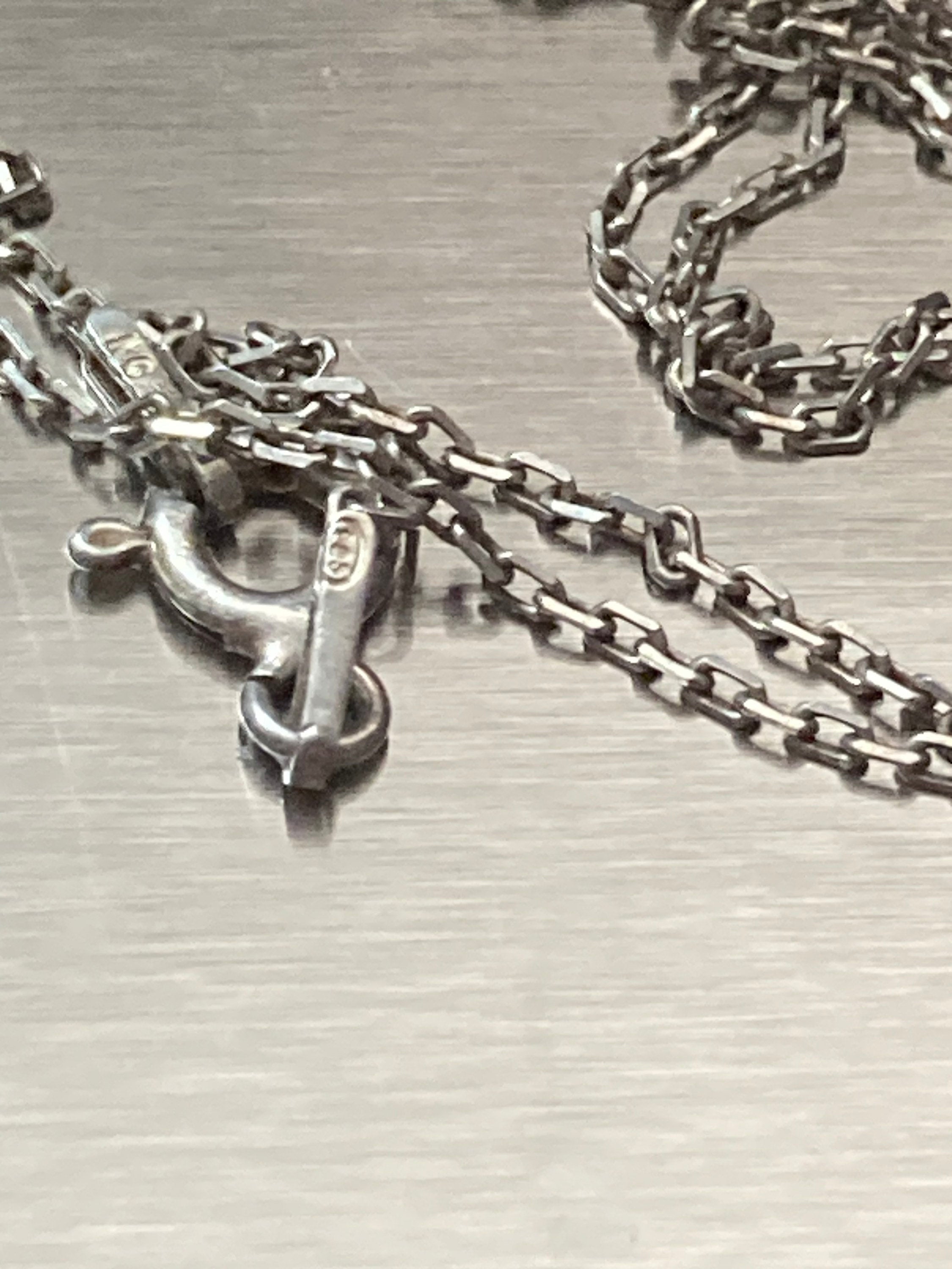 925 Sterling silver religious clear diamanté gem set cross pendant necklace on a 47 cm chain