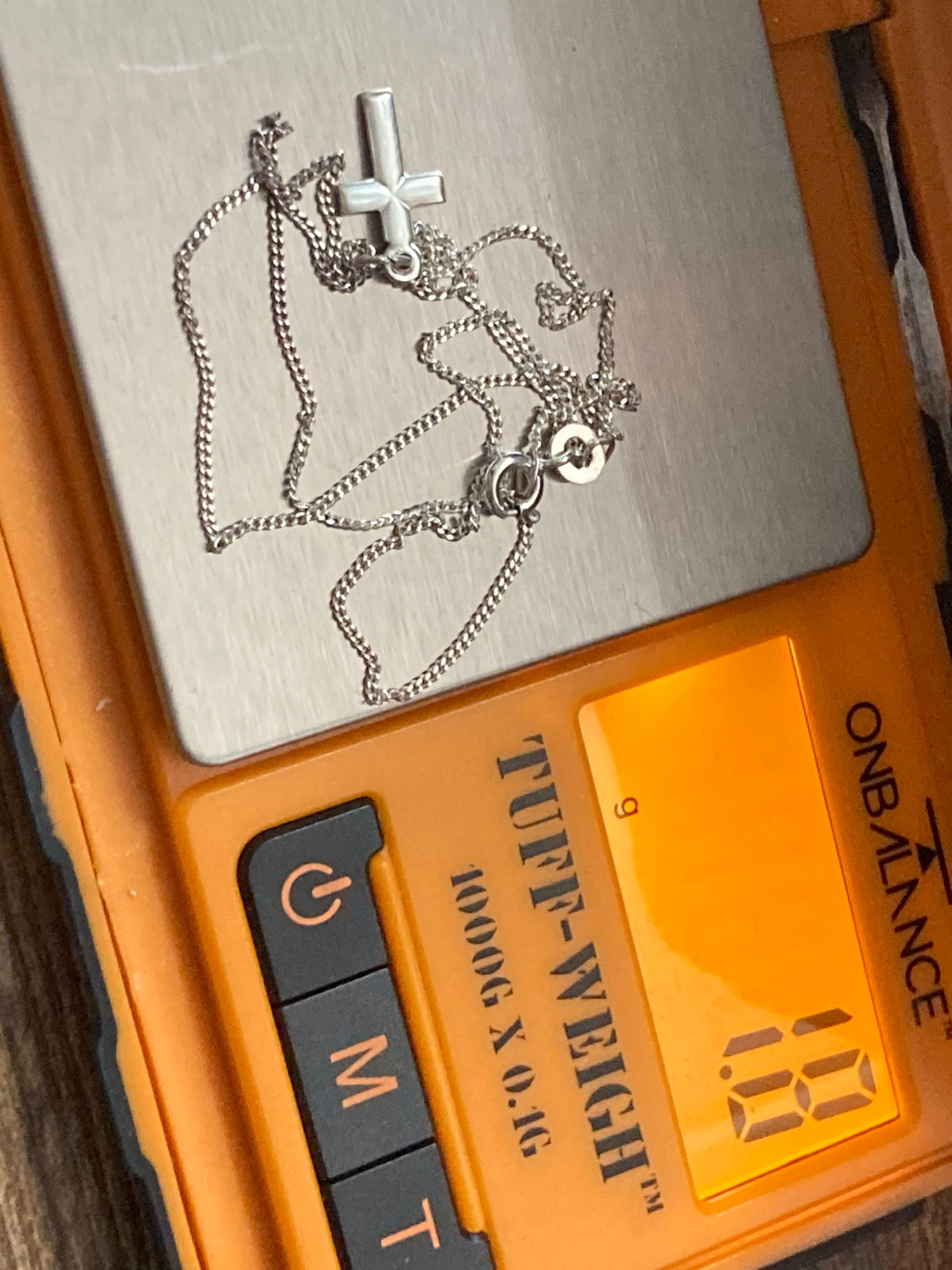 925 Sterling silver plain religious cross pendant necklace on chain
