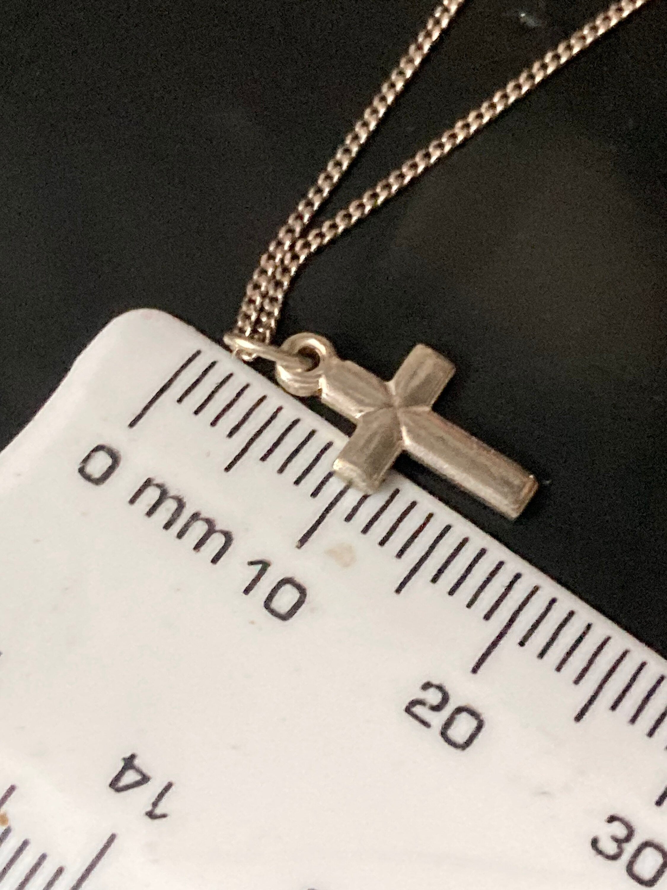 925 Sterling silver plain religious cross pendant necklace on chain