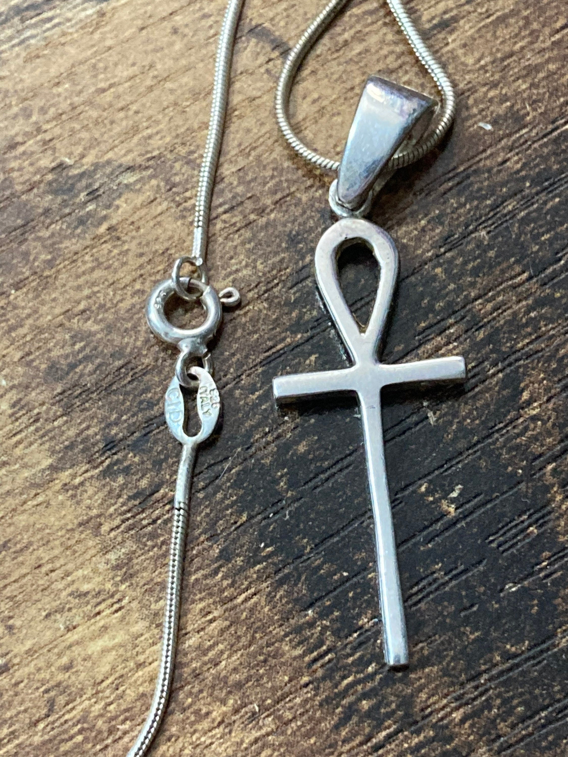 925 Sterling silver plain religious cross pendant necklace on chain