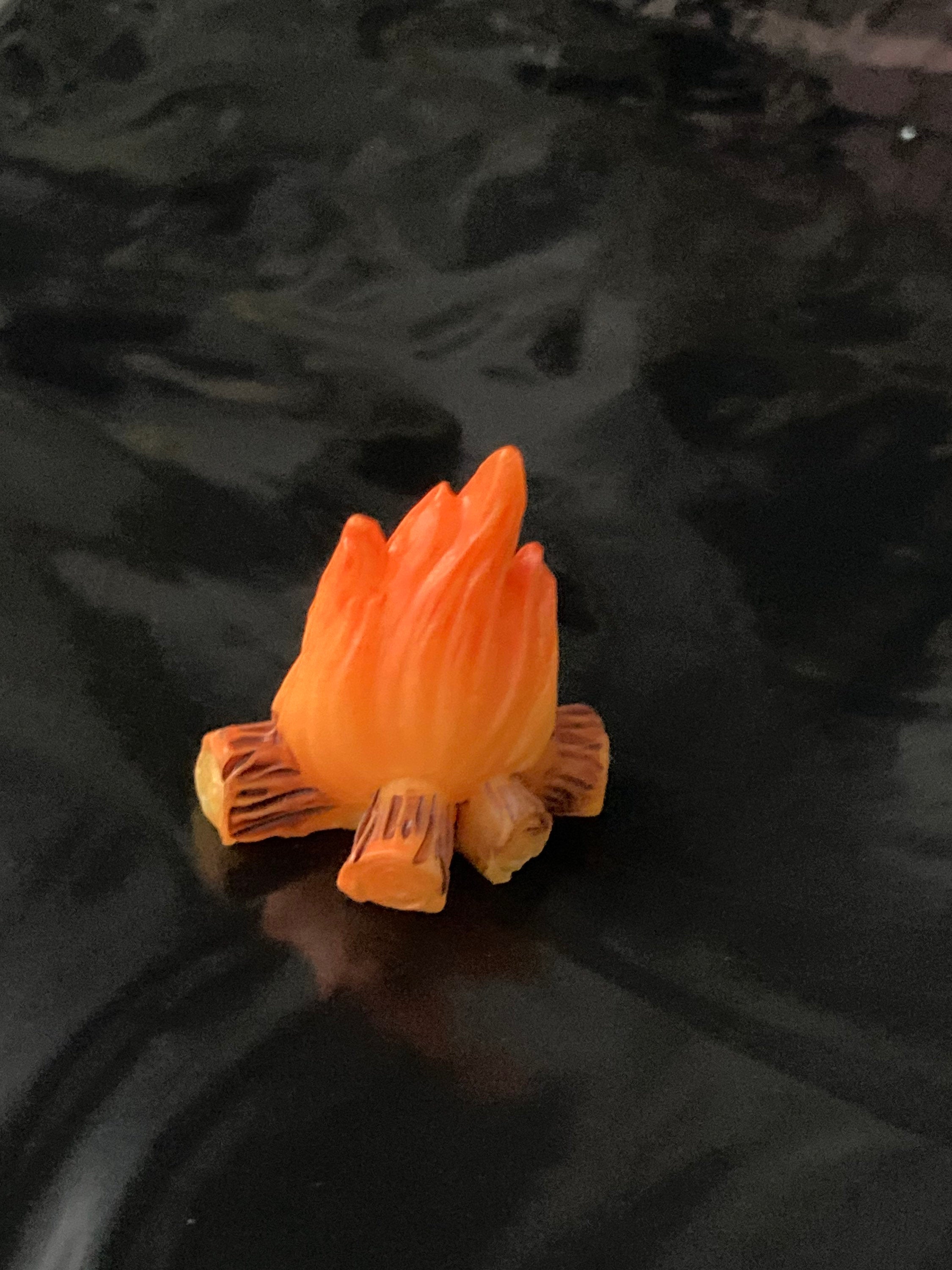 Miniature log fire cake topper decoration,  dollhouse scenery