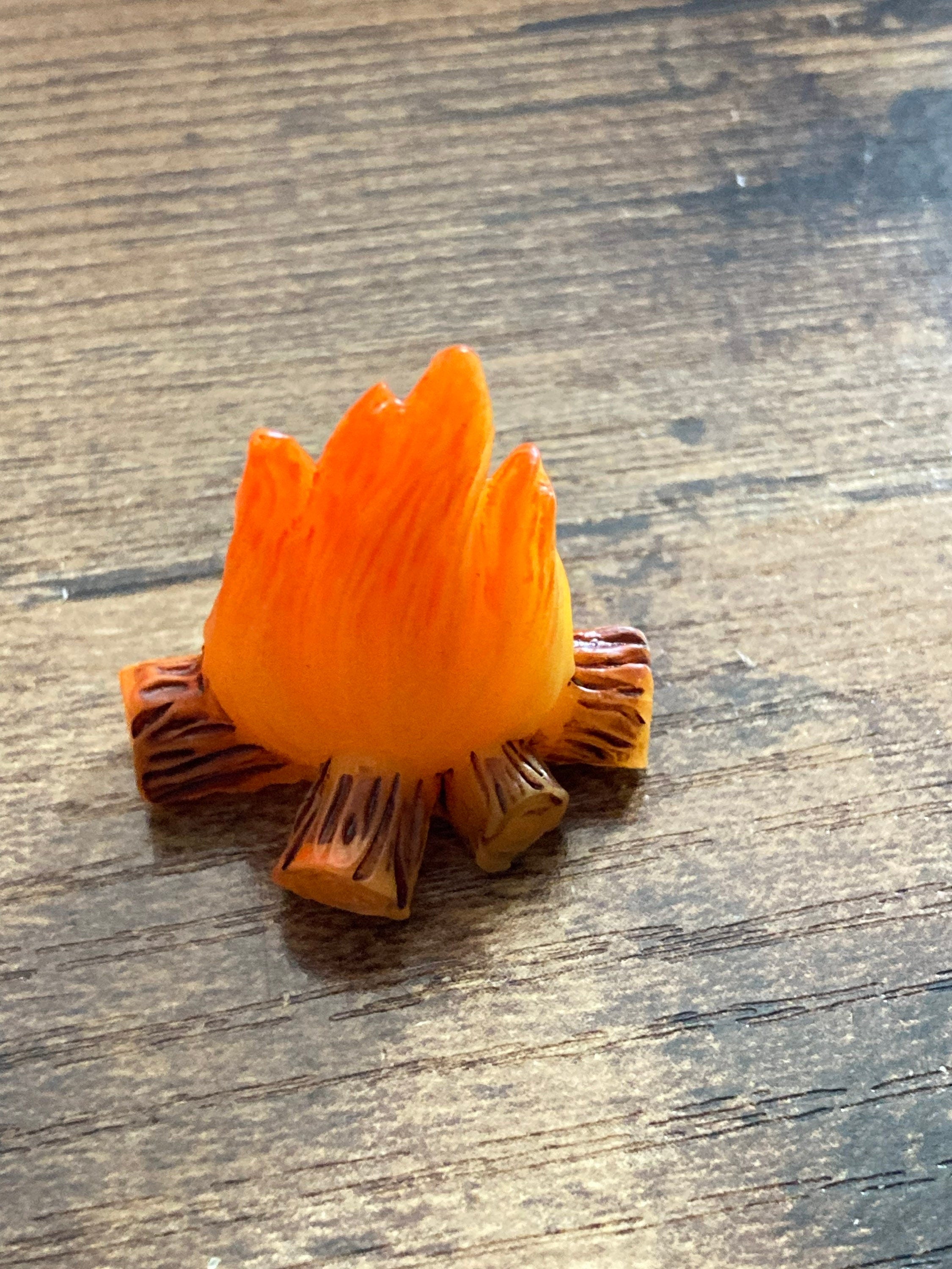 Miniature log fire cake topper decoration,  dollhouse scenery