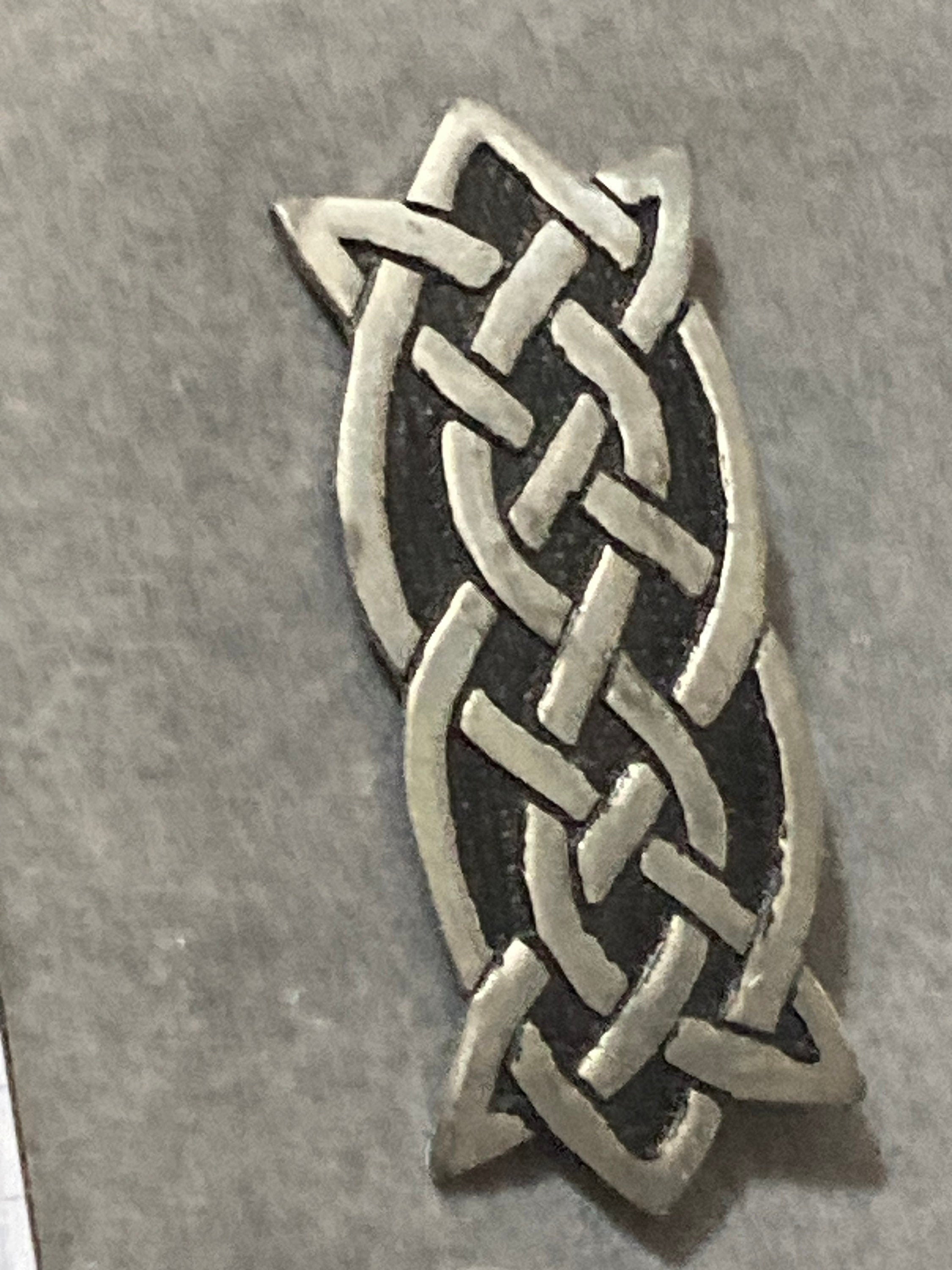 Mid Century Vintage Signed St. Justin’s Celtic Pewter Brooch