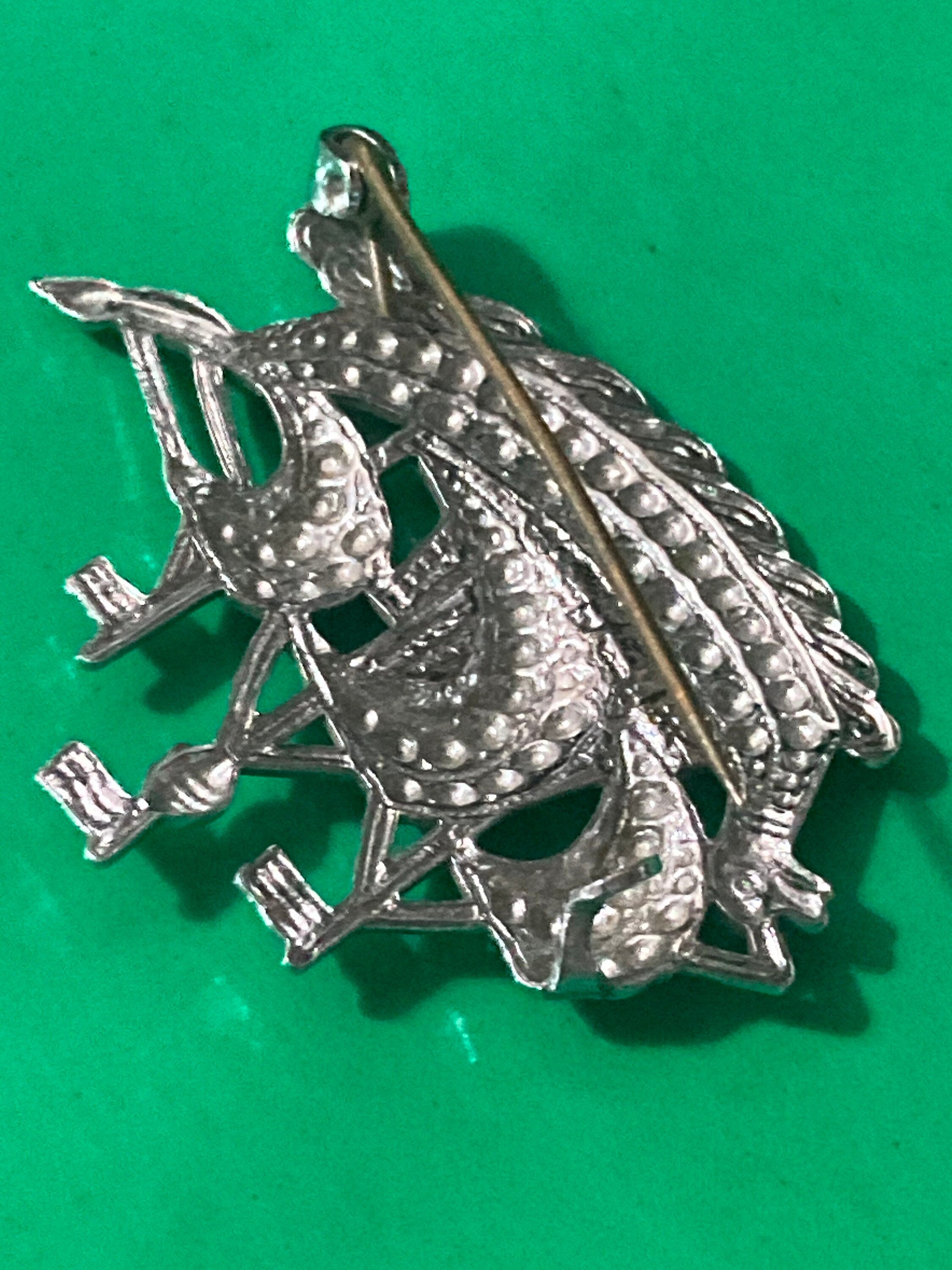 small StayBrite nautical silver tone yacht sailing boat Brooch