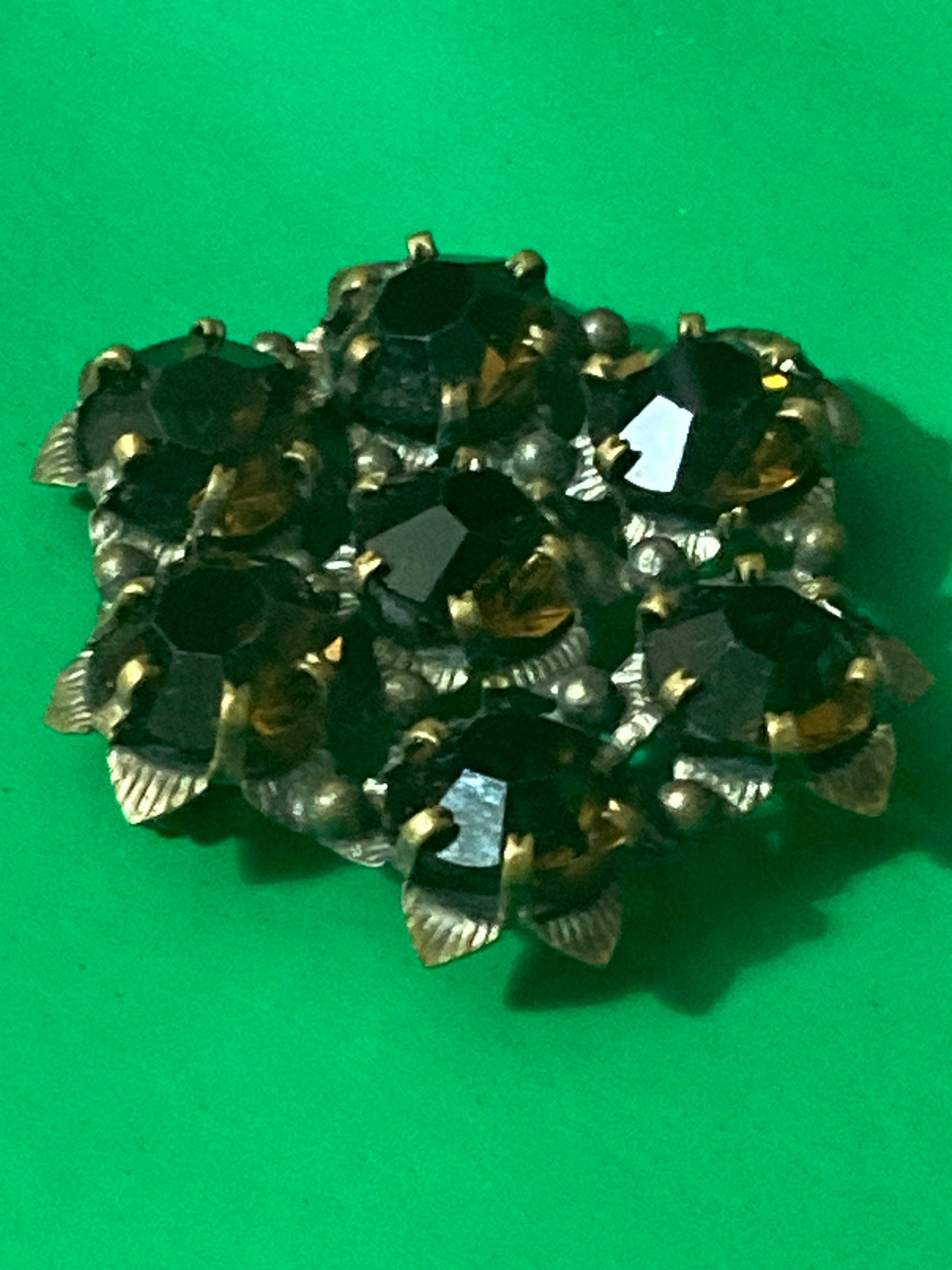 vintage modernist mid century faded gold tone brown cognac glass brooch