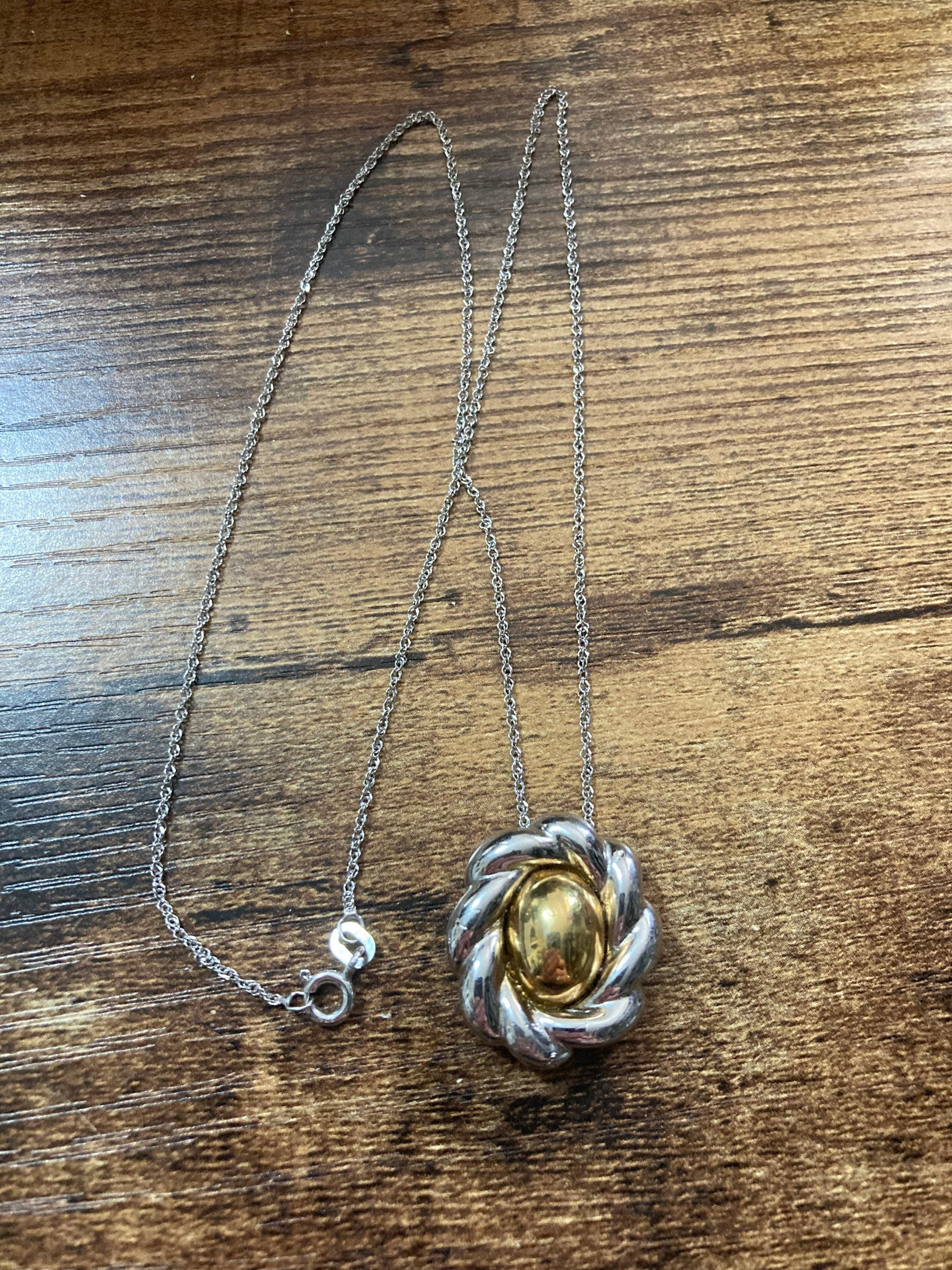 Vintage 1976 signed Givenchy gold tone pendant on 9ct white gold fine chain