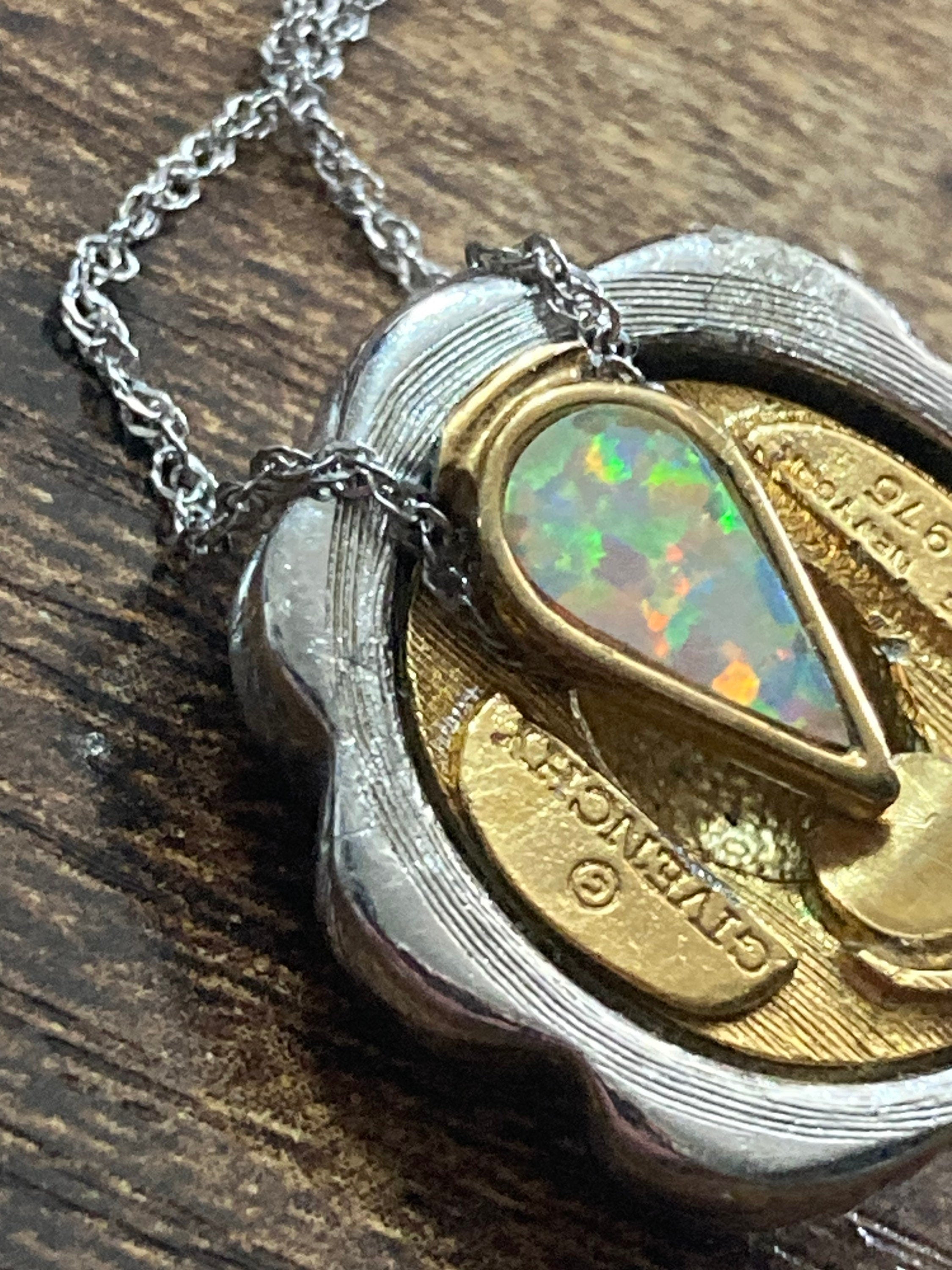 Vintage 1976 signed Givenchy gold tone pendant on 9ct white gold fine chain