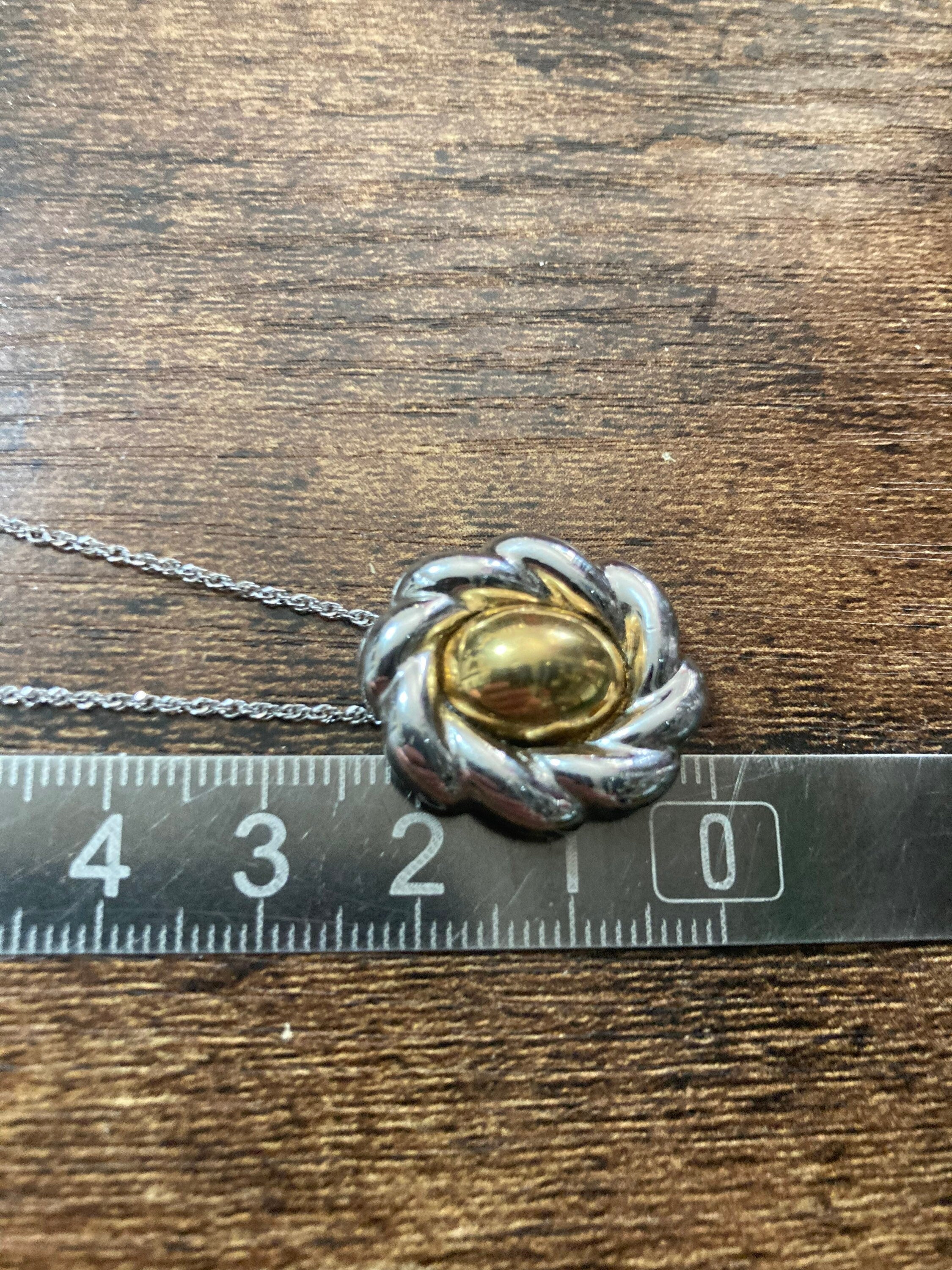 Vintage 1976 signed Givenchy gold tone pendant on 9ct white gold fine chain