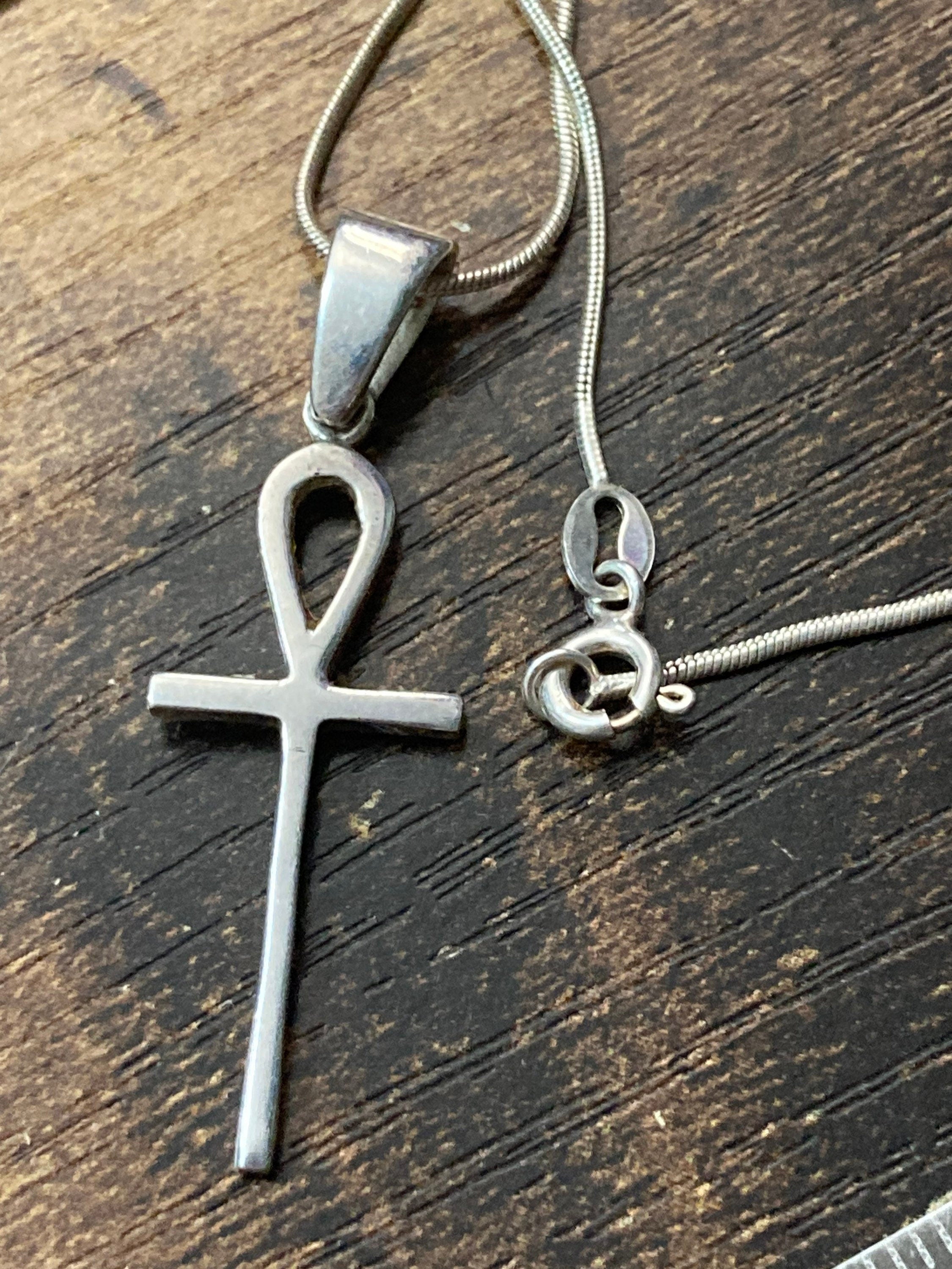 925 Sterling silver plain religious cross pendant necklace on chain