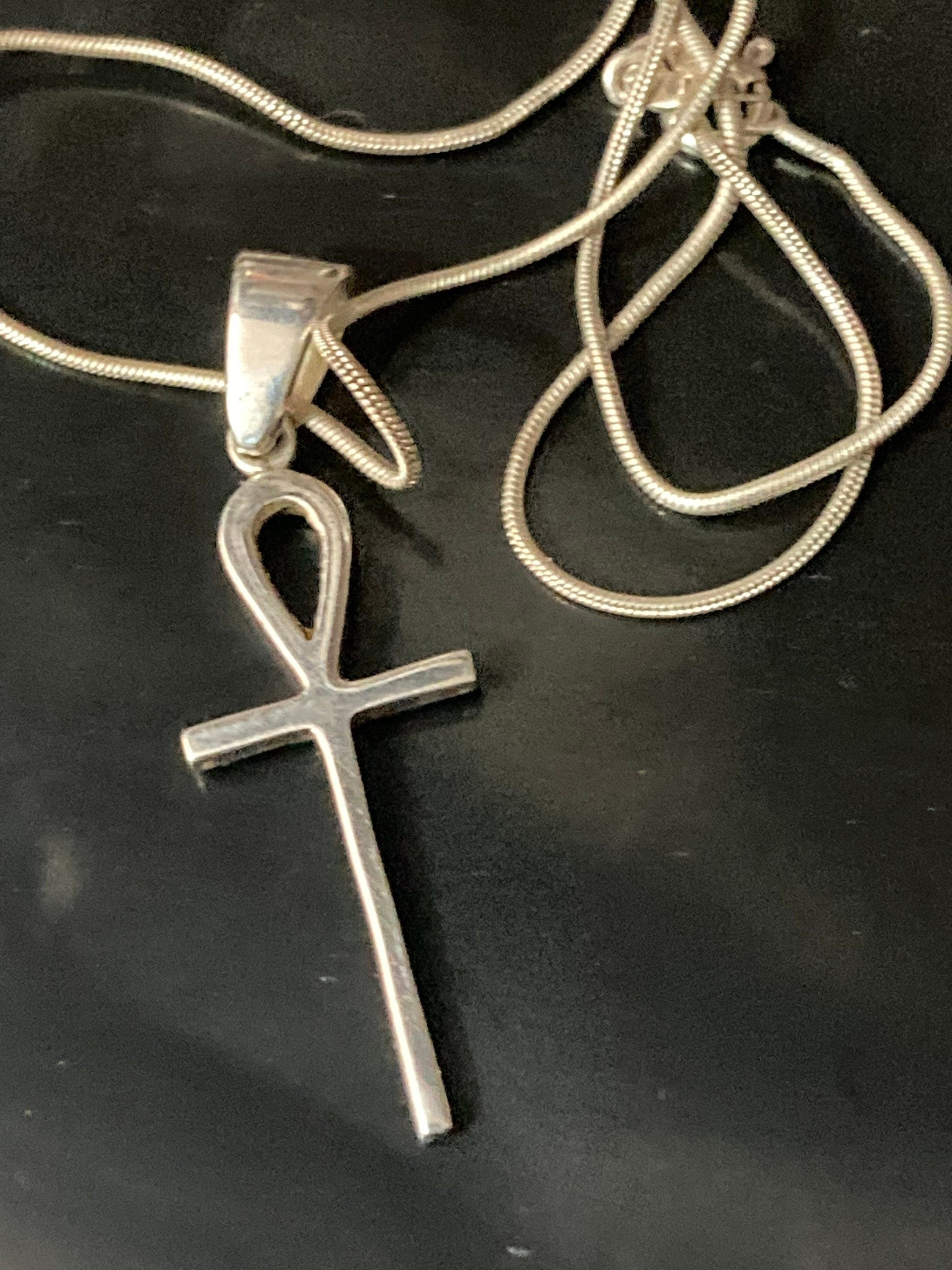 925 Sterling silver plain religious cross pendant necklace on chain