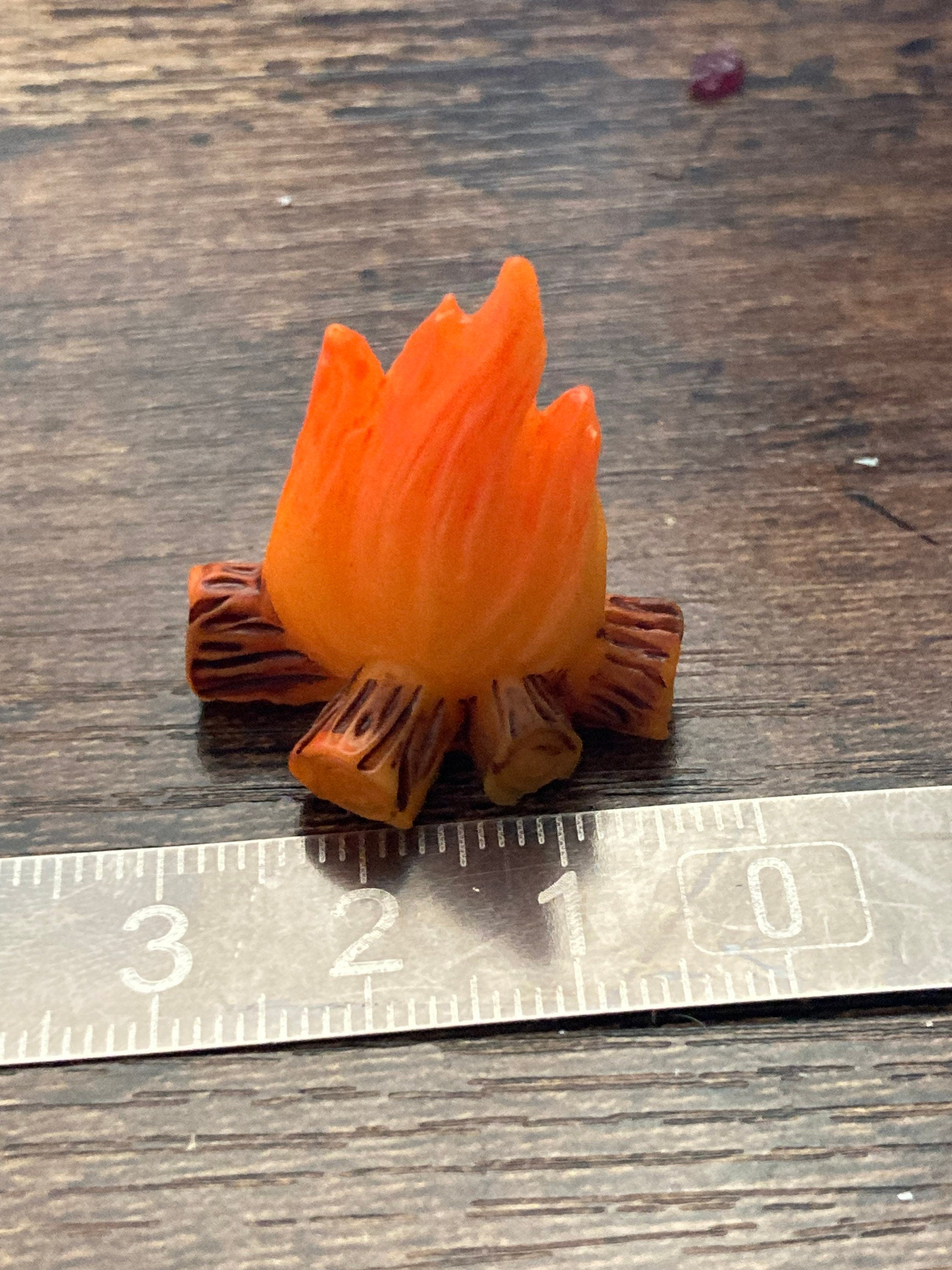 Miniature log fire cake topper decoration,  dollhouse scenery