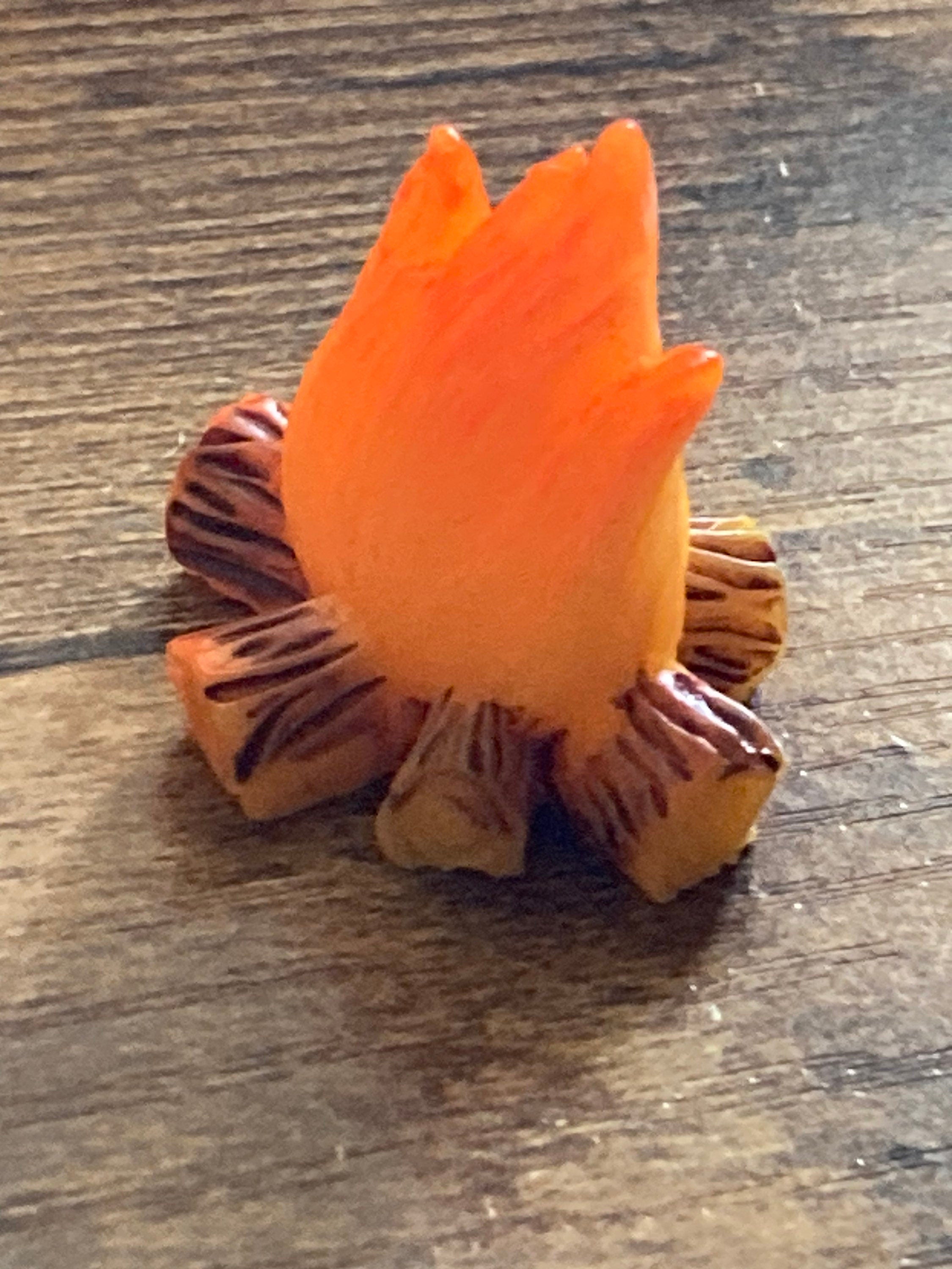 Miniature log fire cake topper decoration,  dollhouse scenery