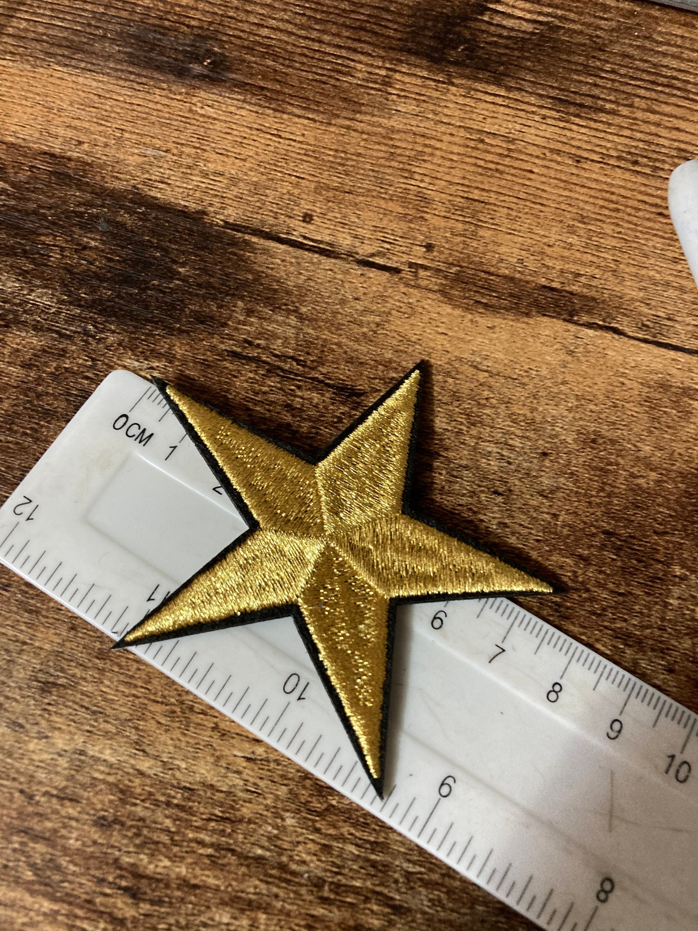 Set of 5 embroidered gold stars 7.5cm iron on patch appliqué sewing