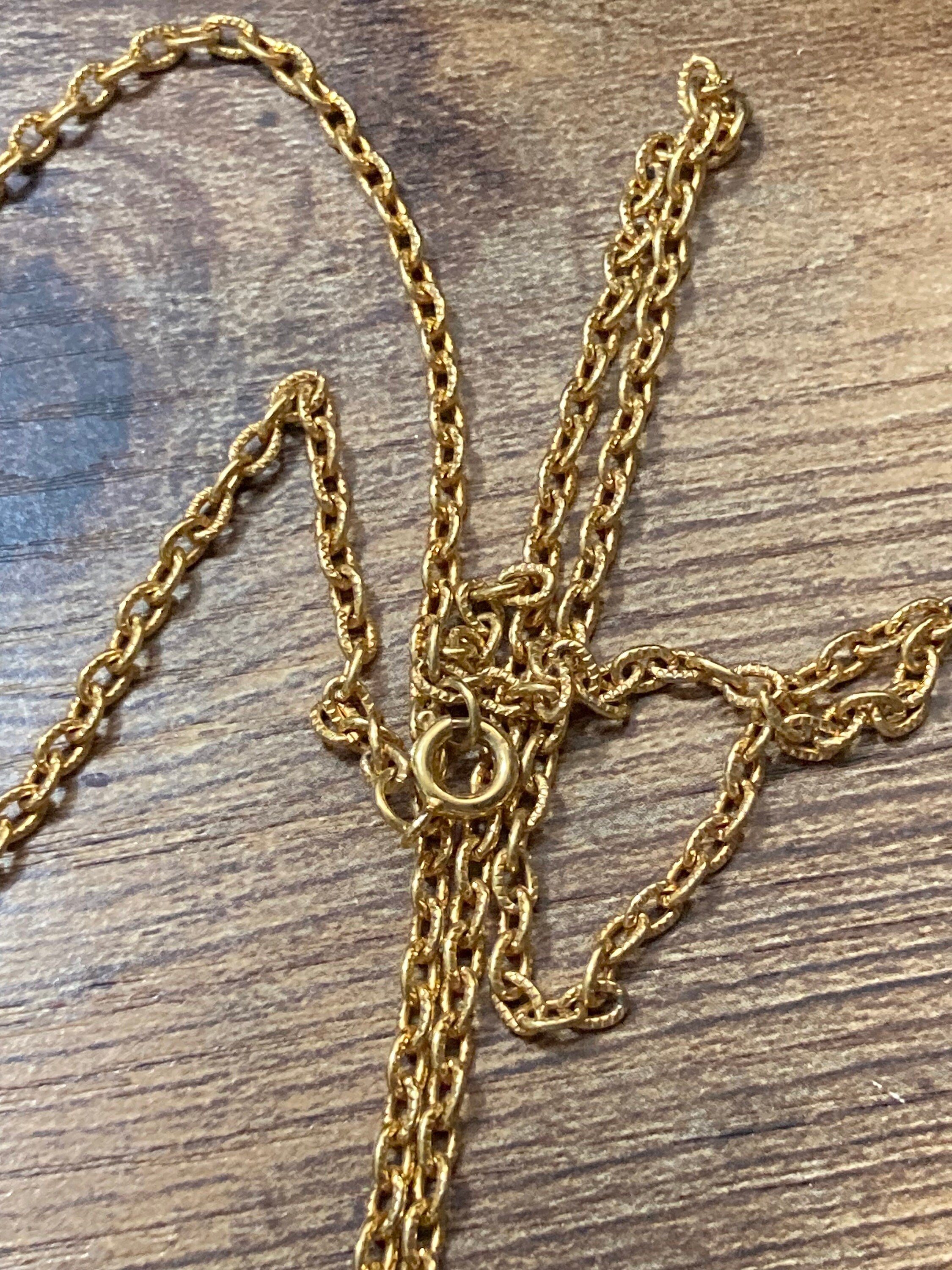 Signed JEM Retro Pearl Chip Cross Pendant - Gold Tone Chain