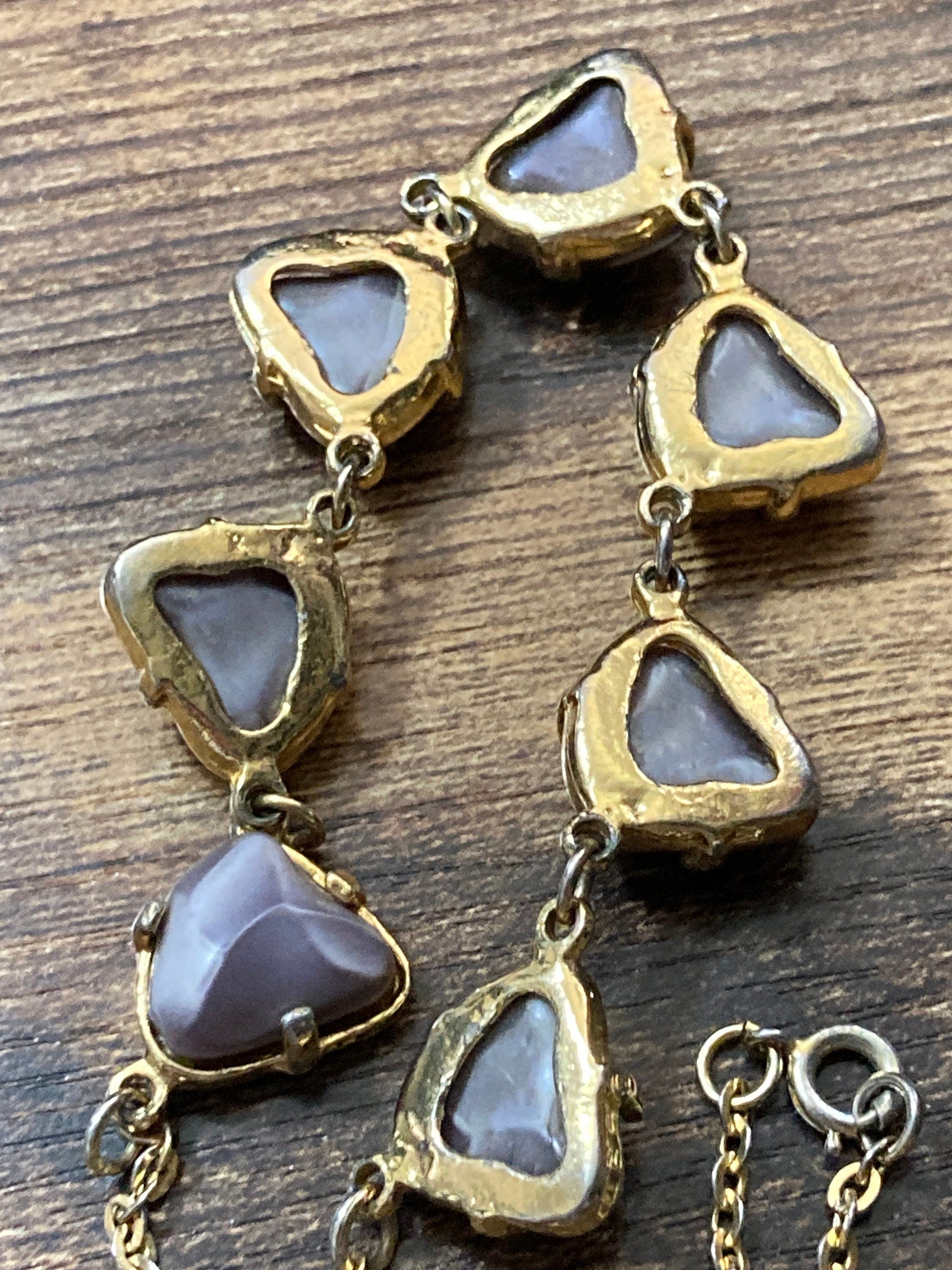 Vintage light dusky purple cabochon necklace 43.5cm long