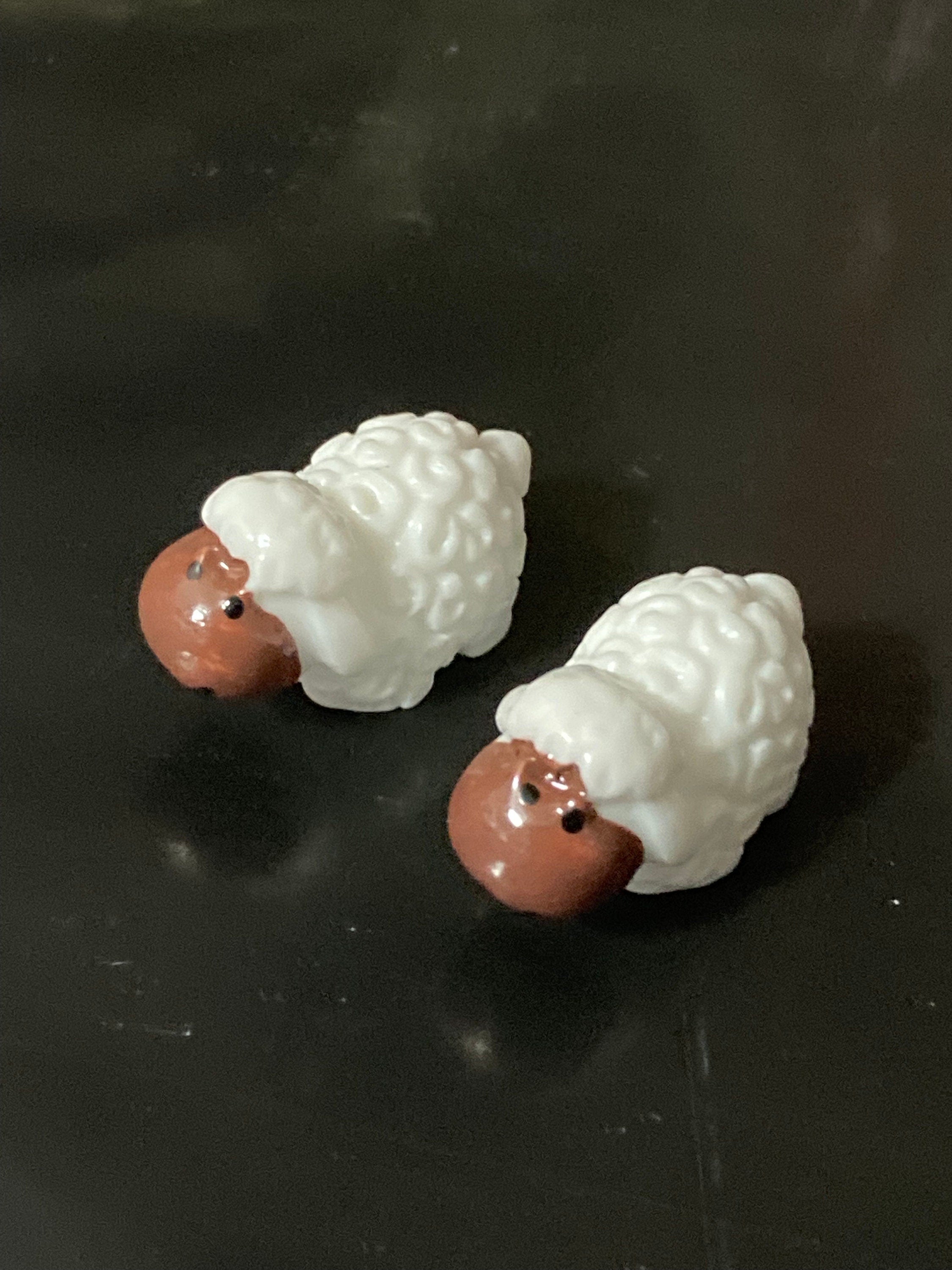 2 x miniature sheep figures cake topper farmyard dollshouse scenery decorations