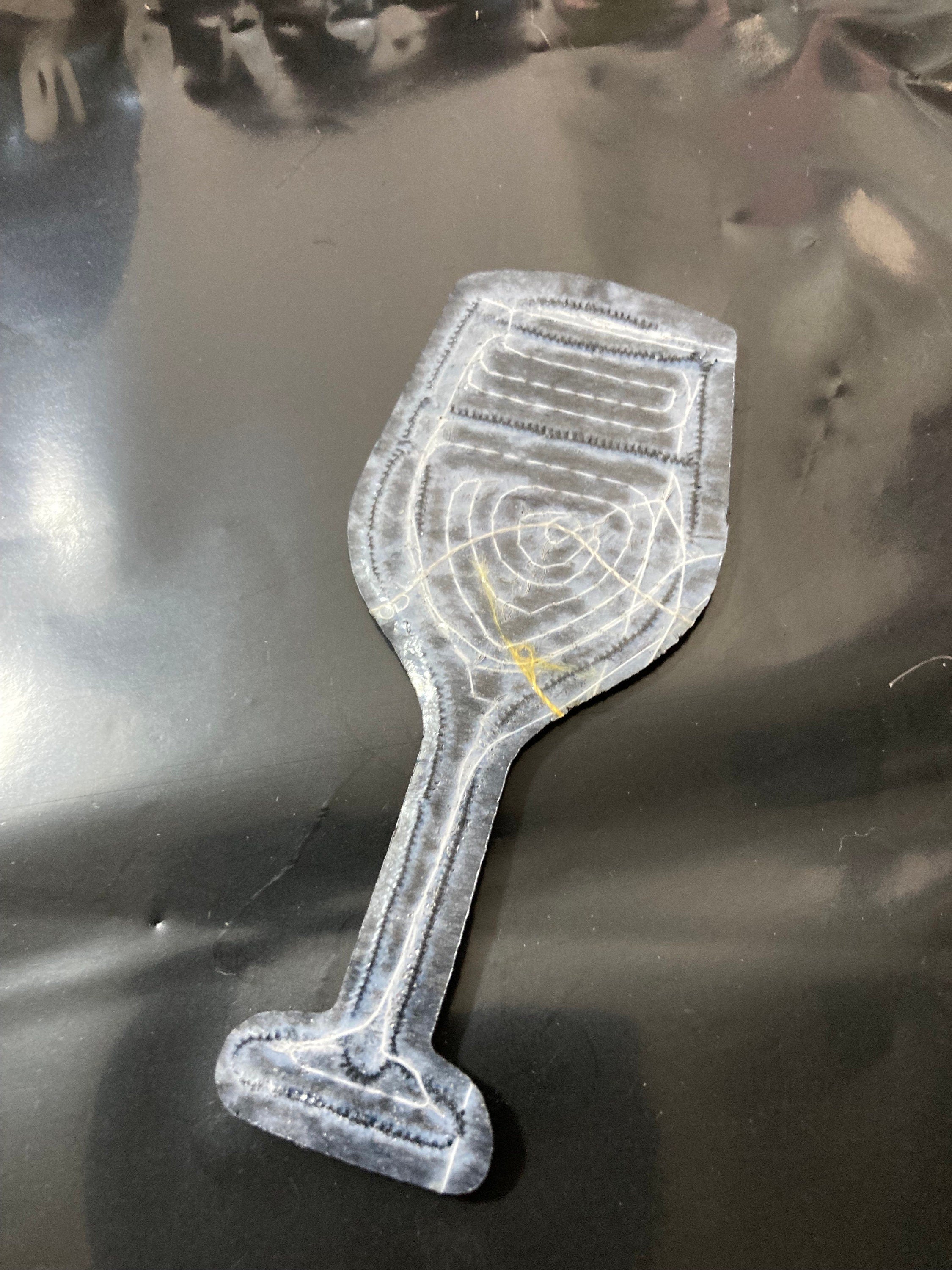 iron on pink gin wine glass sequin patch 8 x 2.5cm sewing applique