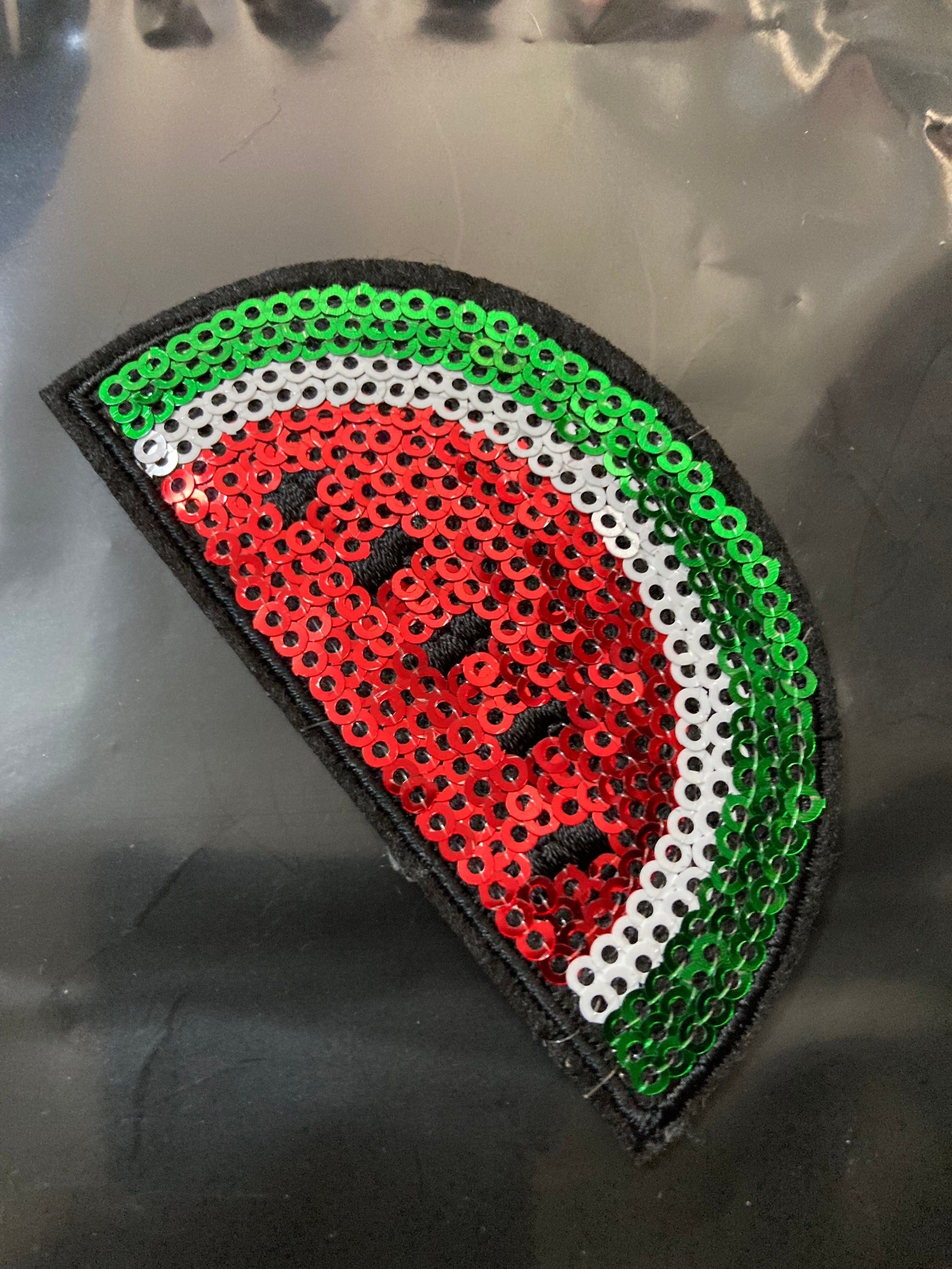 iron on fruit watermelon sequin patch 8 x 4cm sewing applique