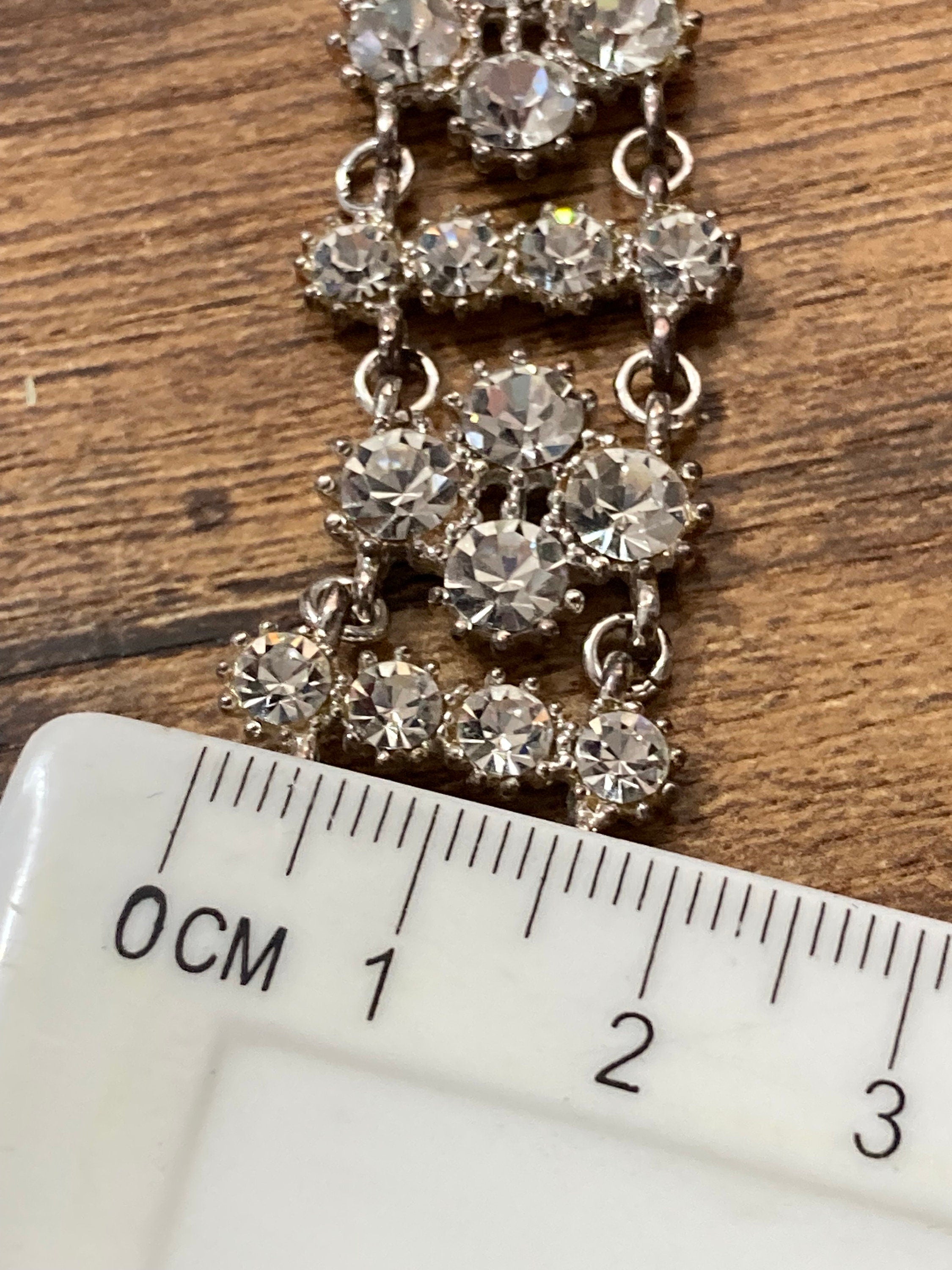 Vintage clear Diamanté silver tone rhinestone set cocktail Bracelet