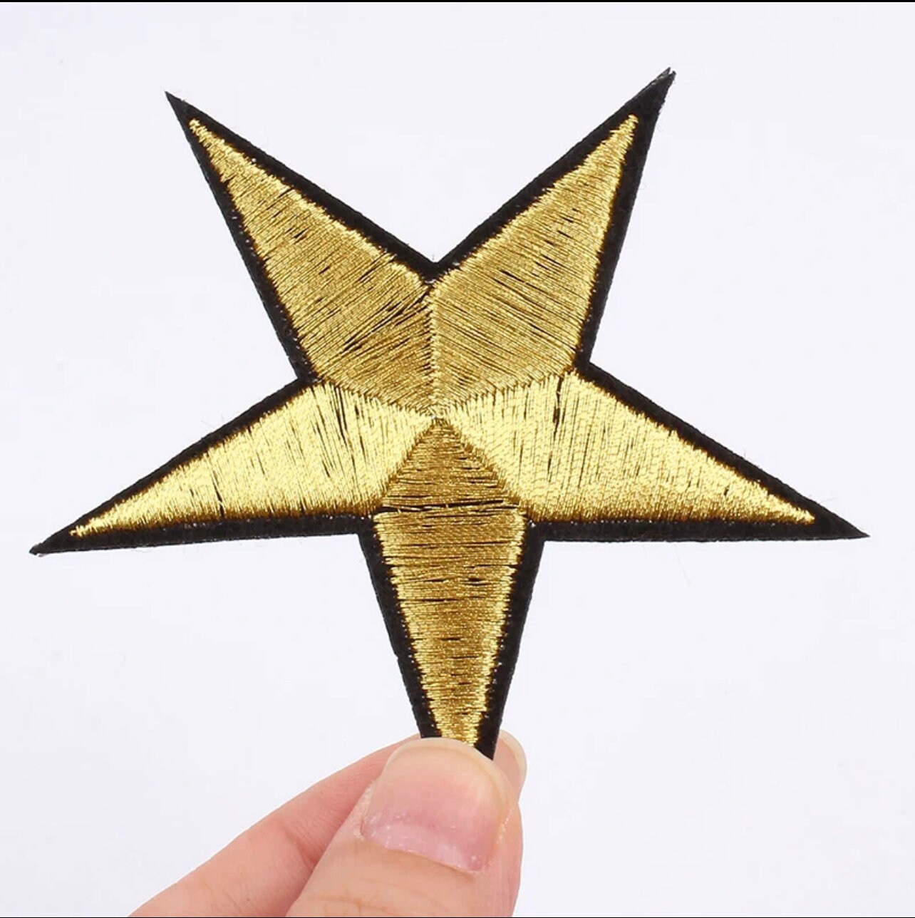 Set of 5 embroidered gold stars 7.5cm iron on patch appliqué sewing