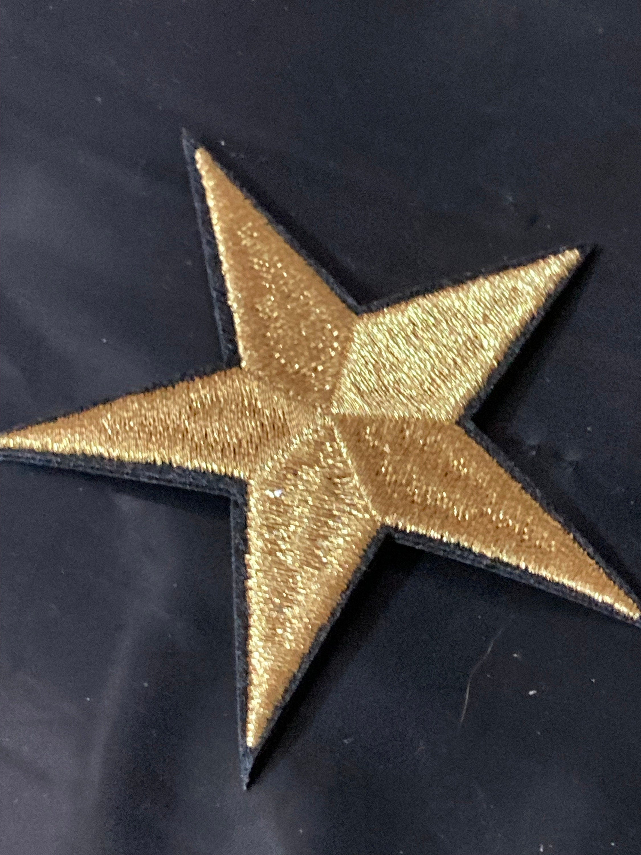 Set of 5 embroidered gold stars 7.5cm iron on patch appliqué sewing
