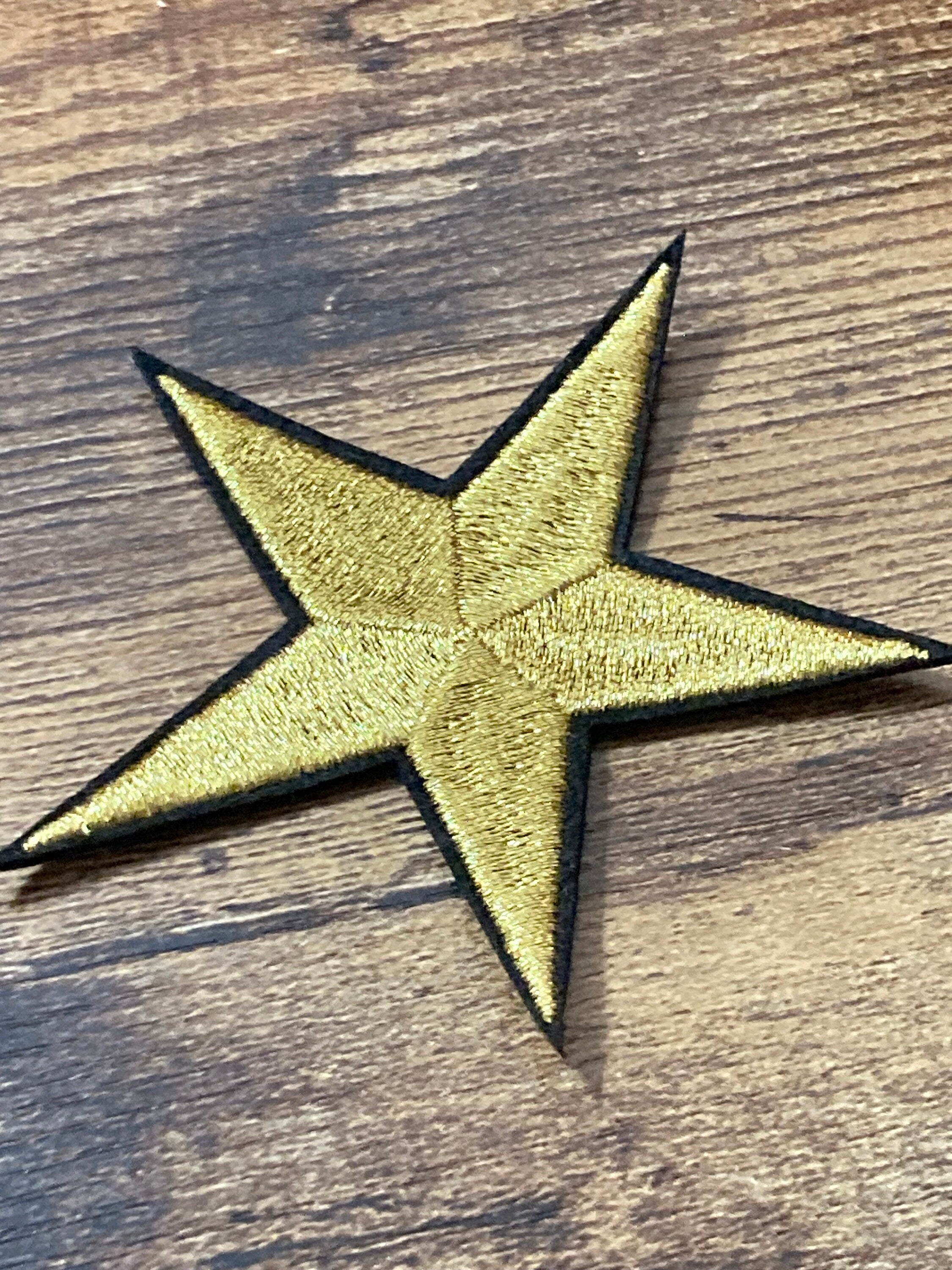 Set of 5 embroidered gold stars 7.5cm iron on patch appliqué sewing
