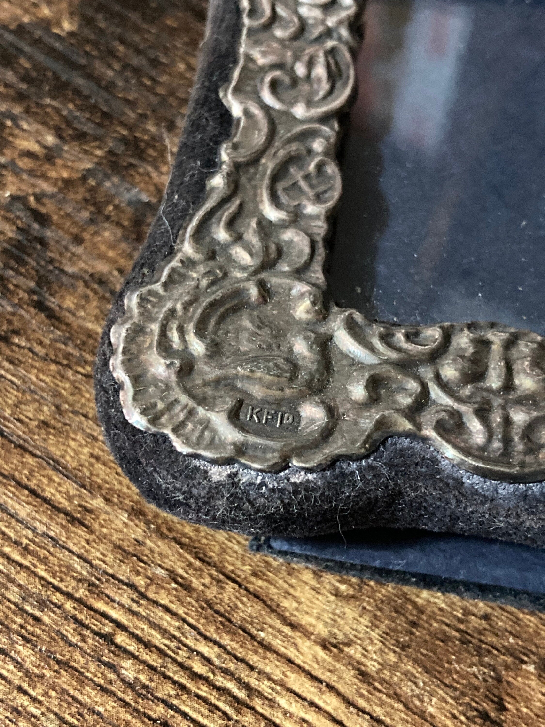 Embossed Sterling Silver Miniature Photo Frame - Blue Velvet Back