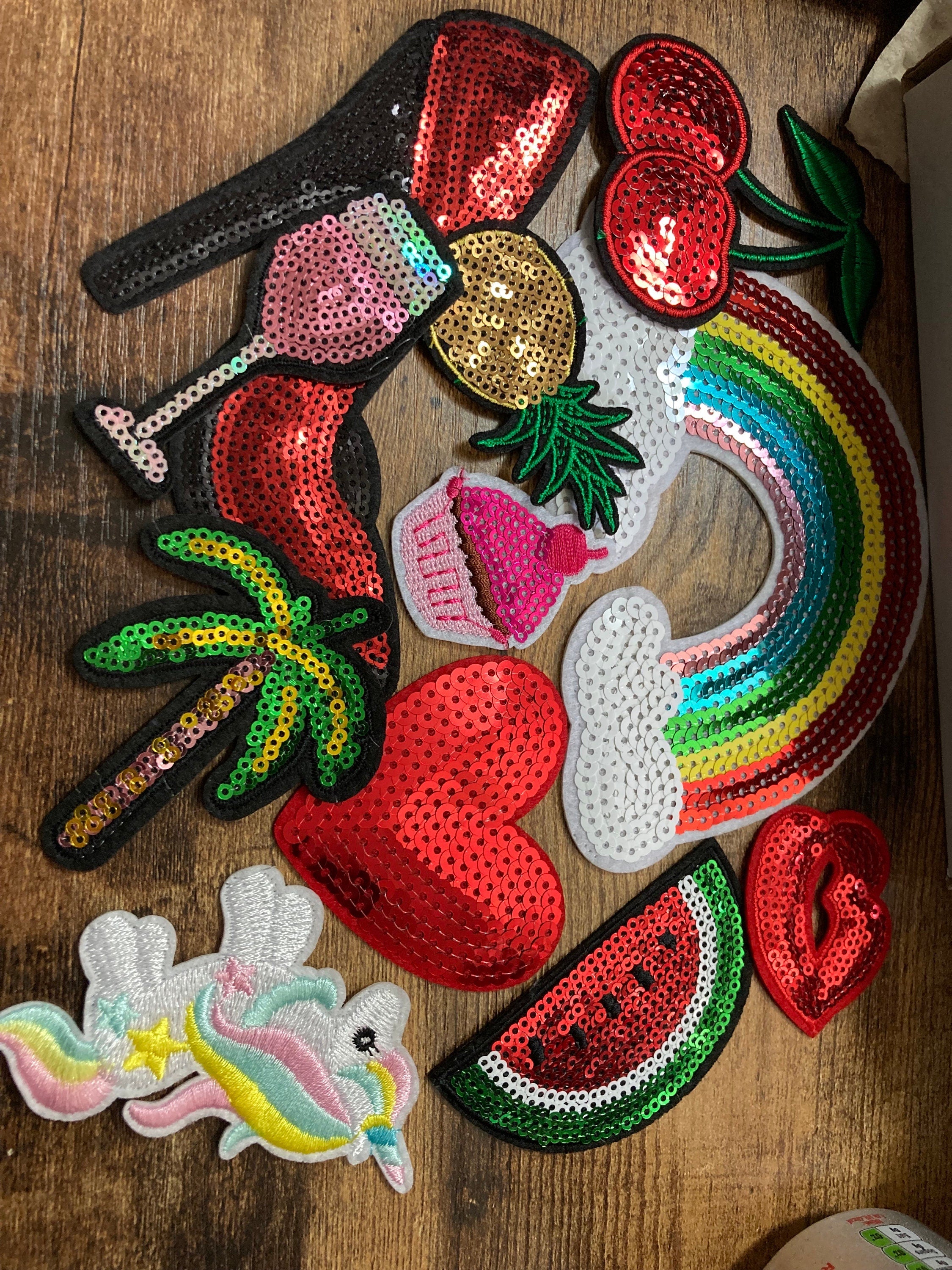 iron on bright red love heart sequin patch 7 x 7cm sewing applique