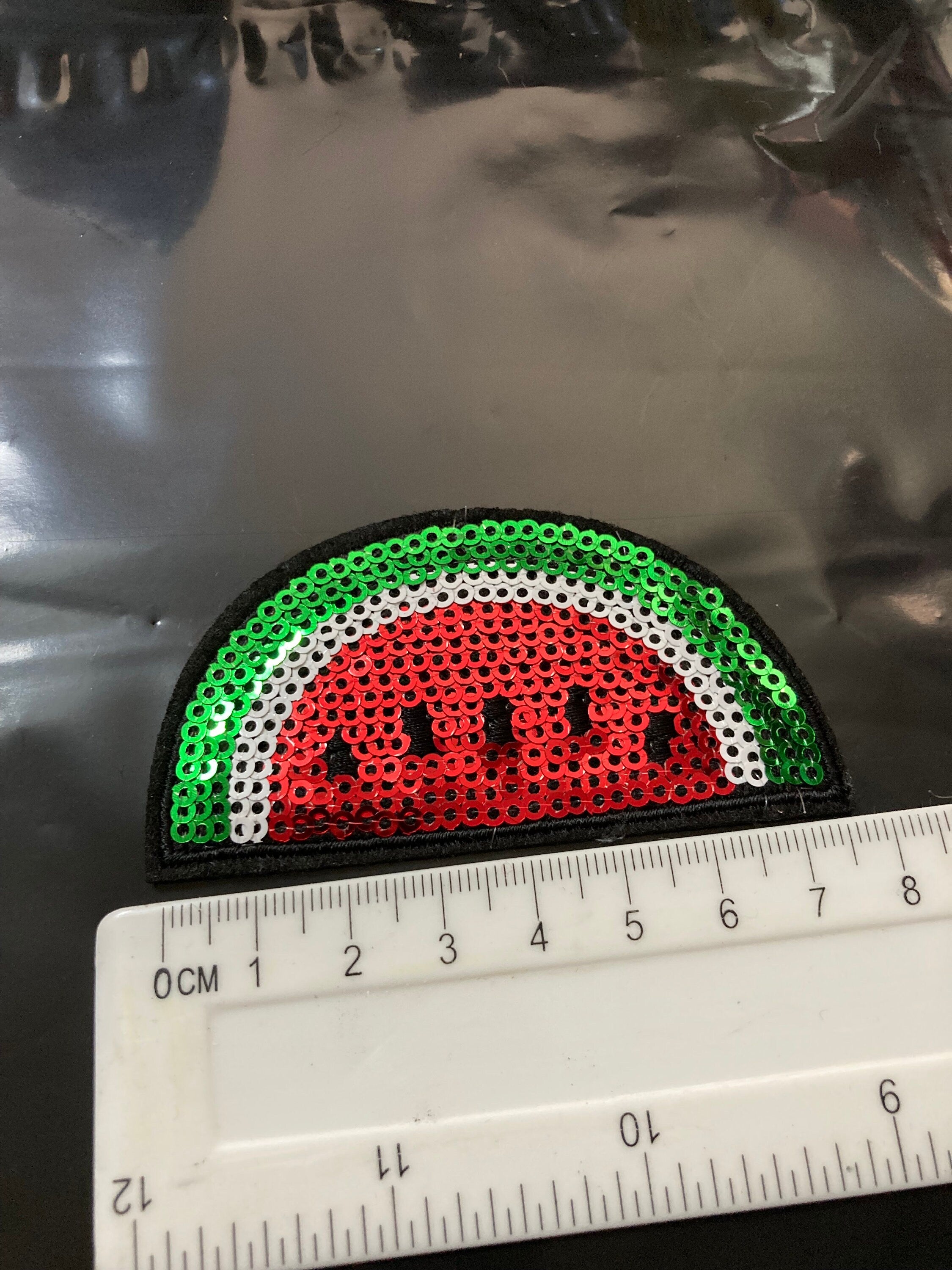iron on fruit watermelon sequin patch 8 x 4cm sewing applique