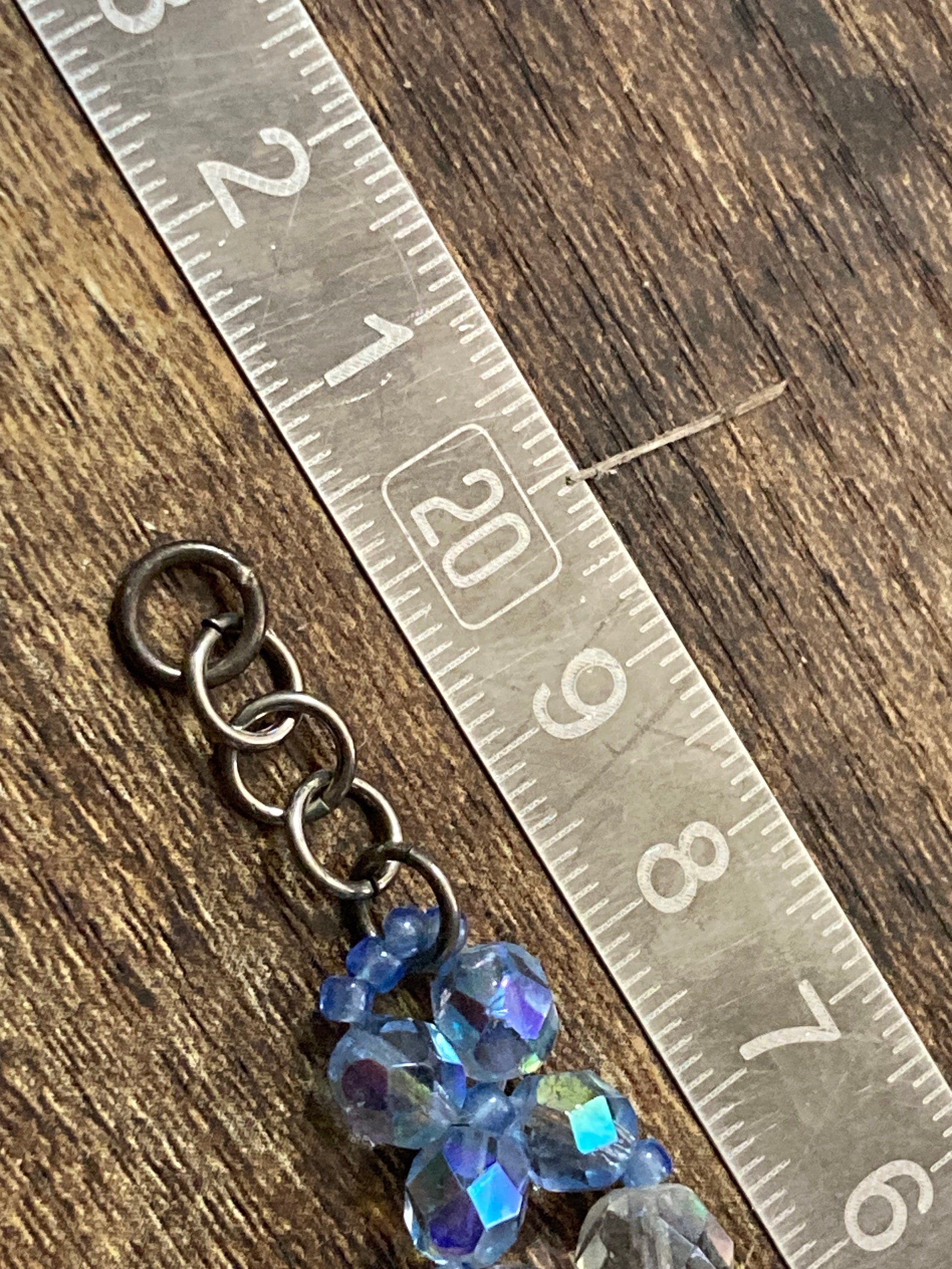 Beautiful 3 row wide blue pink clear AB hues face red glass crystal beaded bracelet perfect for layering