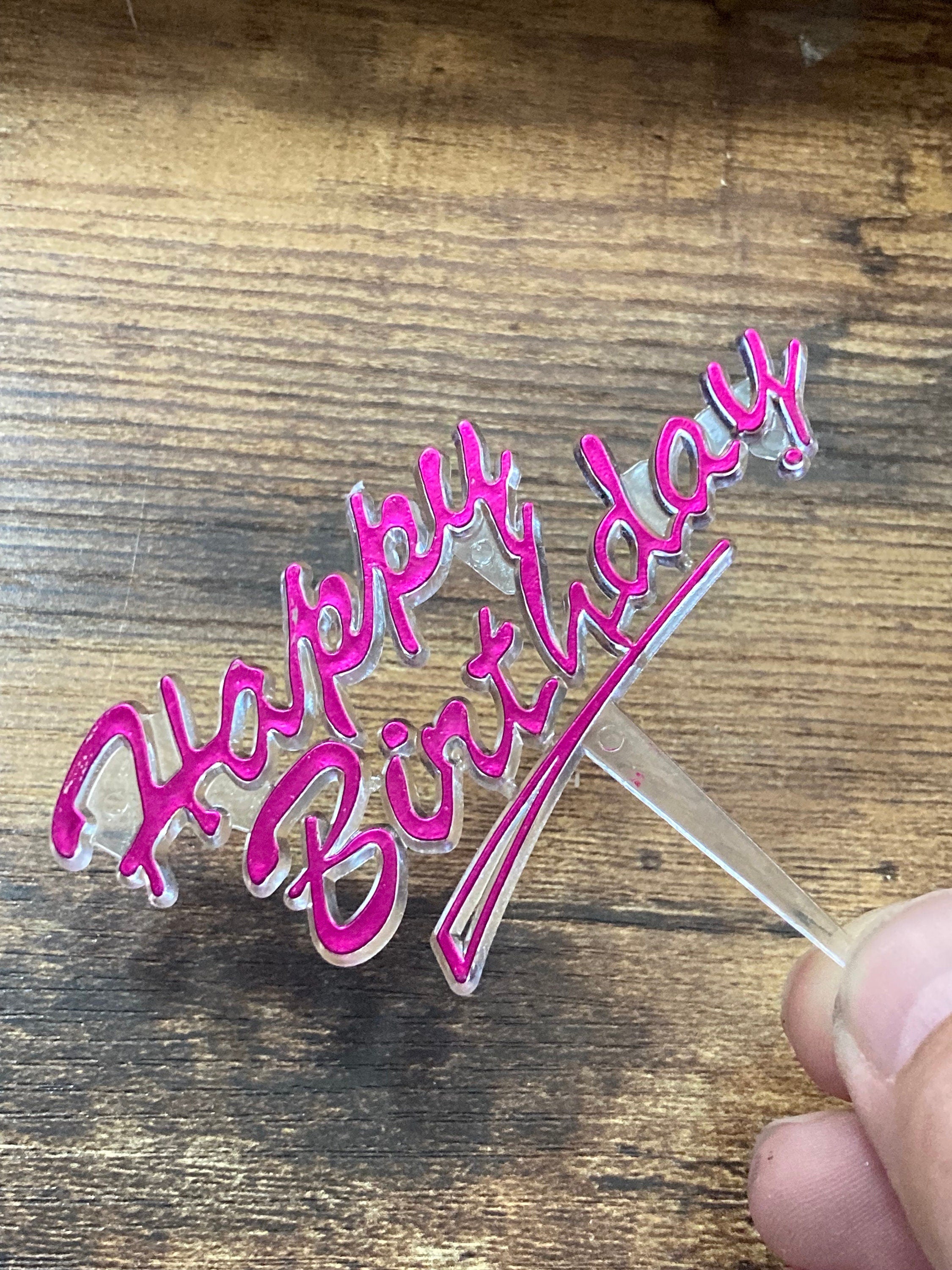bright pink Happy Birthday Cake Topper plastic Cake Decoration barbie party