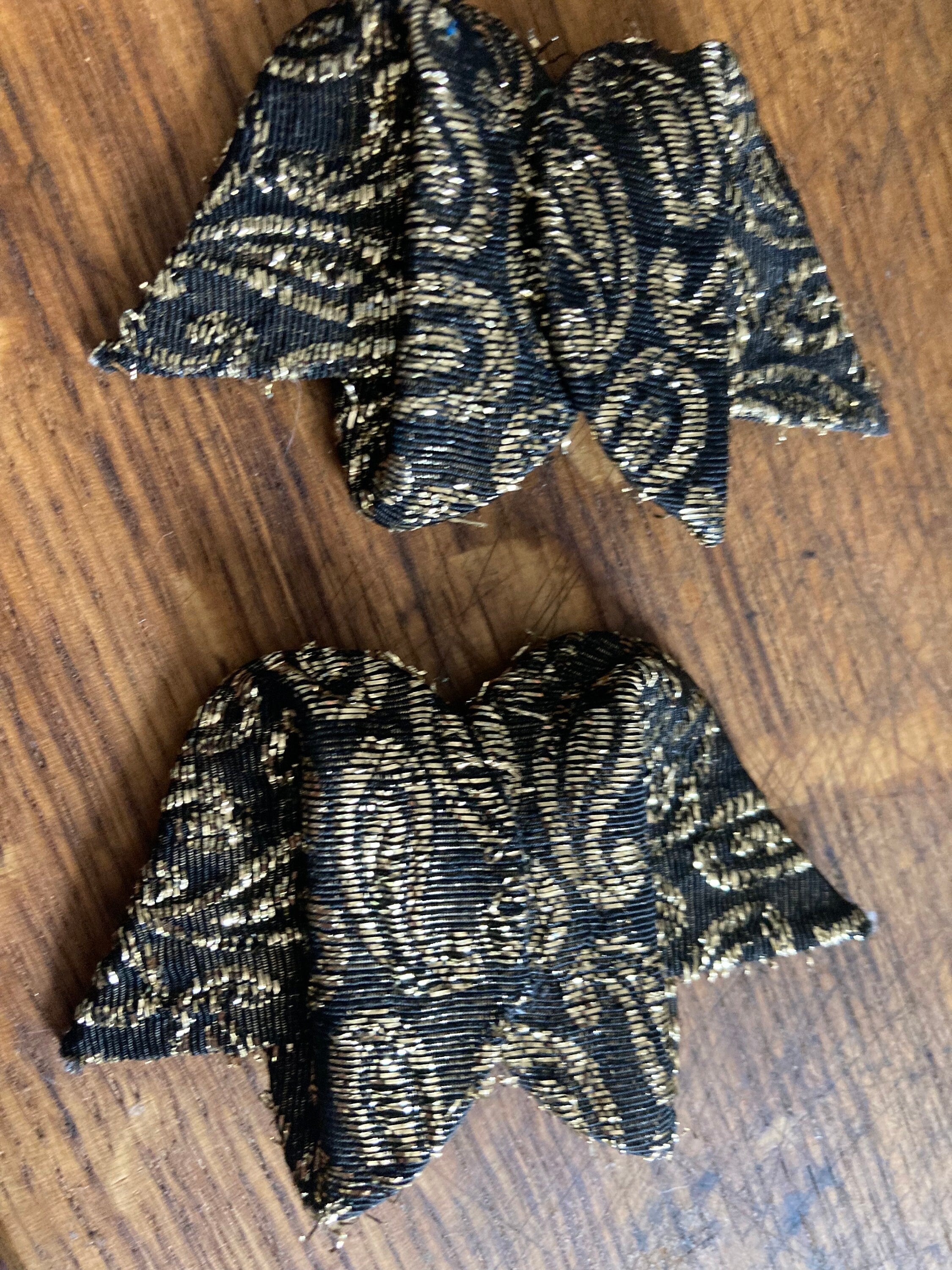 pair of Black and gold ribbon polka dot BOW shoe clips