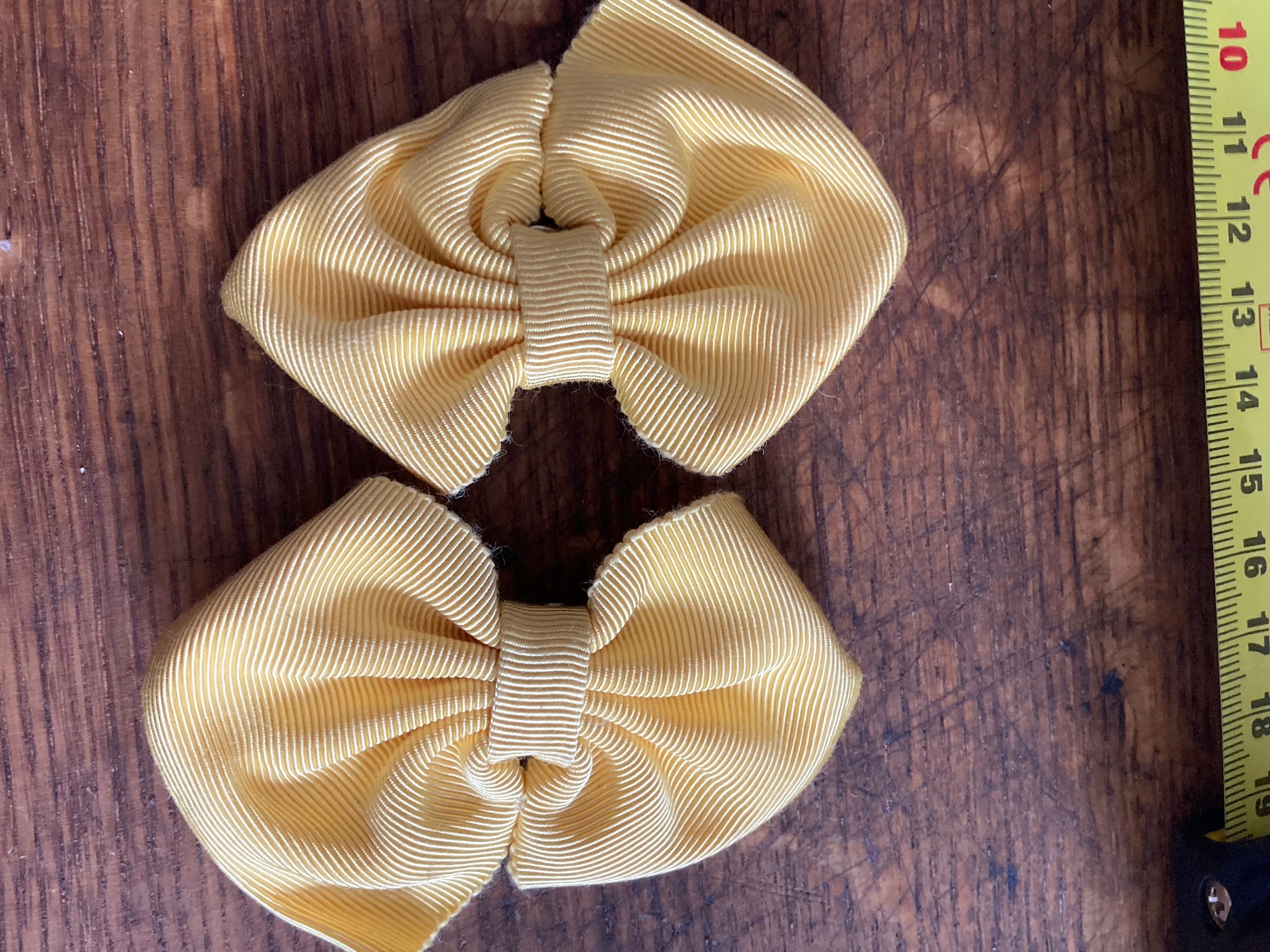 Vintage pair of primrose yellow GROSGRAIN ribbon BOW shoe clips